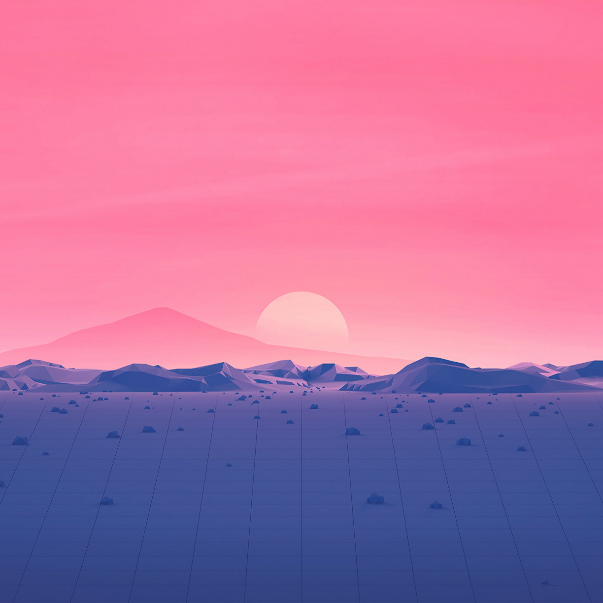 Low Poly 4K Pink Mountains Wallpapers