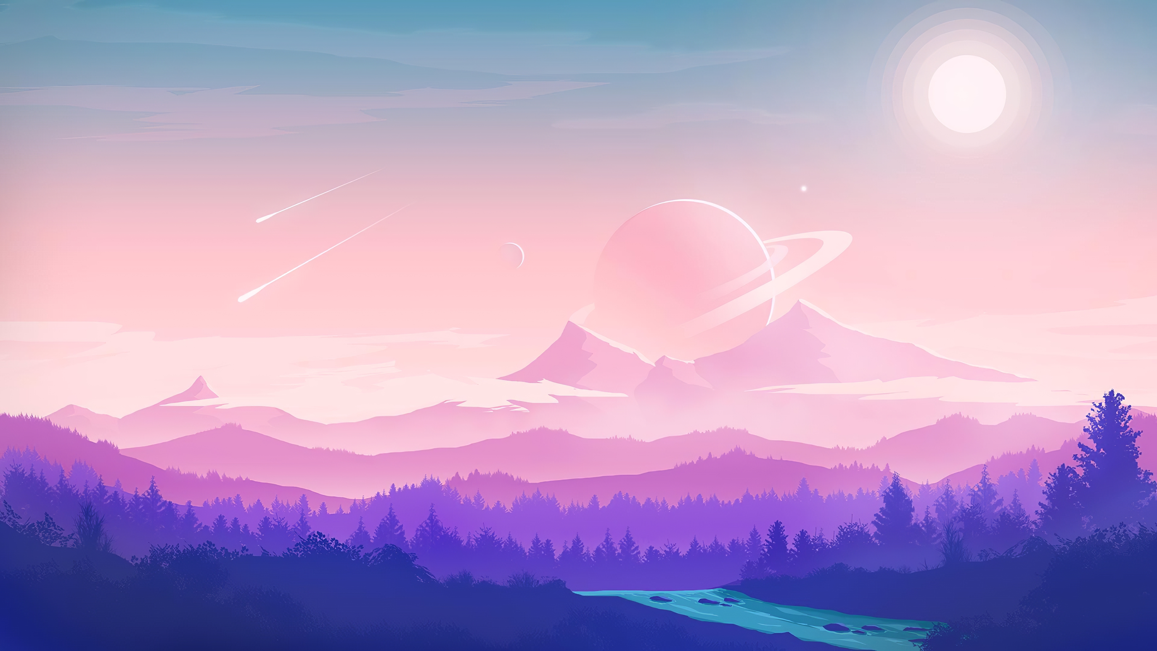 Low Poly 4K Pink Mountains Wallpapers