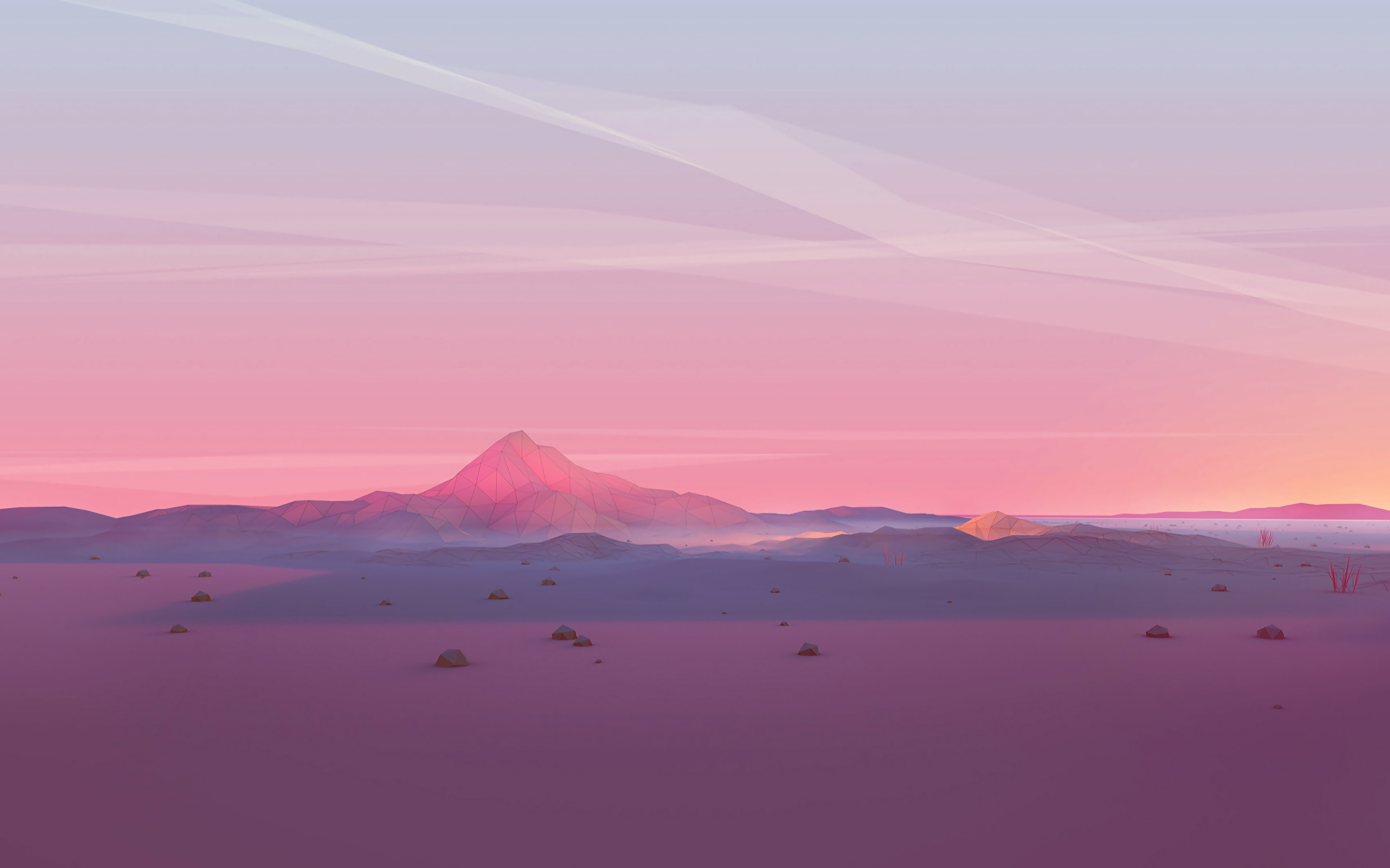 Low Poly 4K Pink Mountains Wallpapers