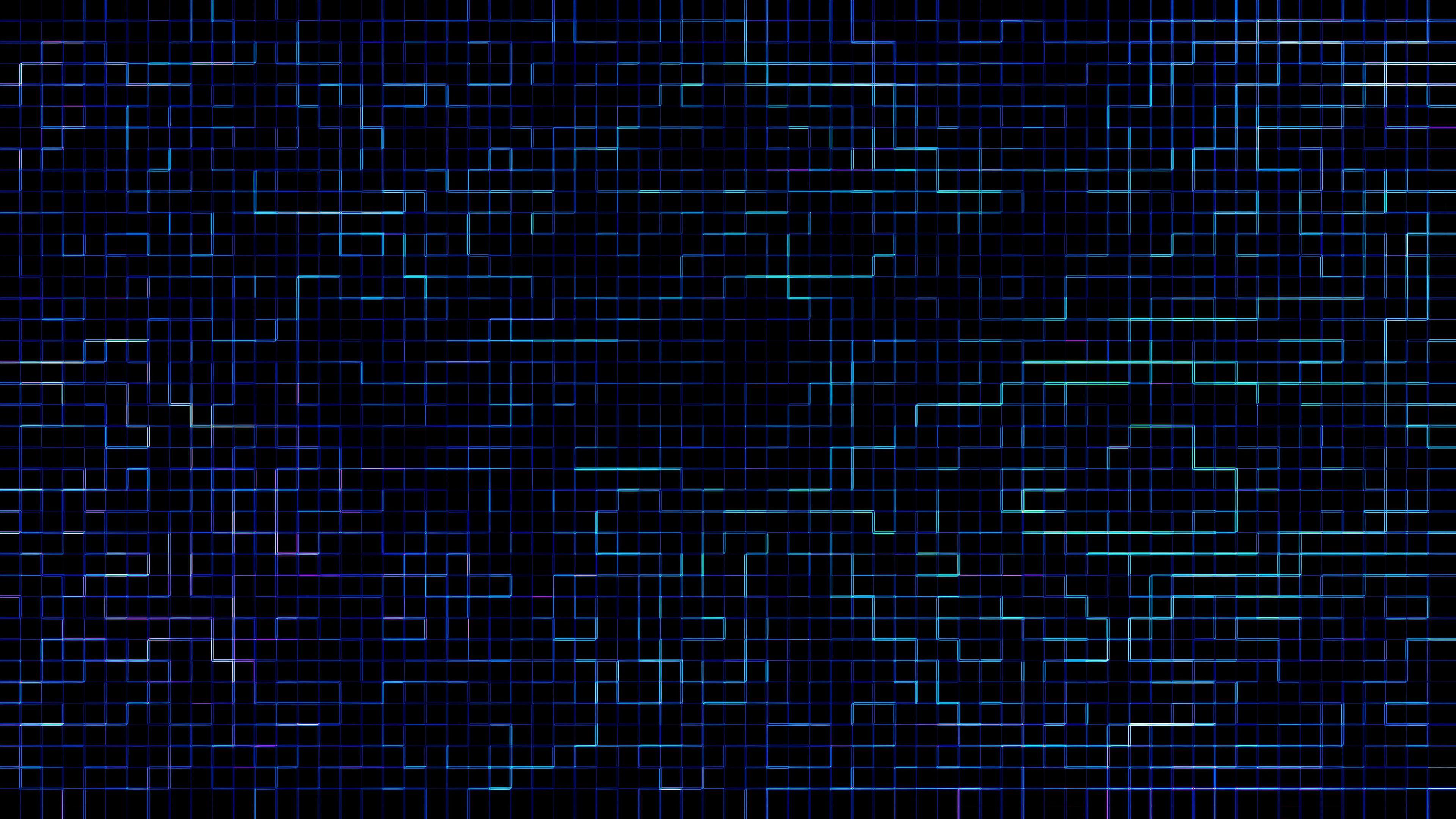 Blue Digital Art Squares Wallpapers