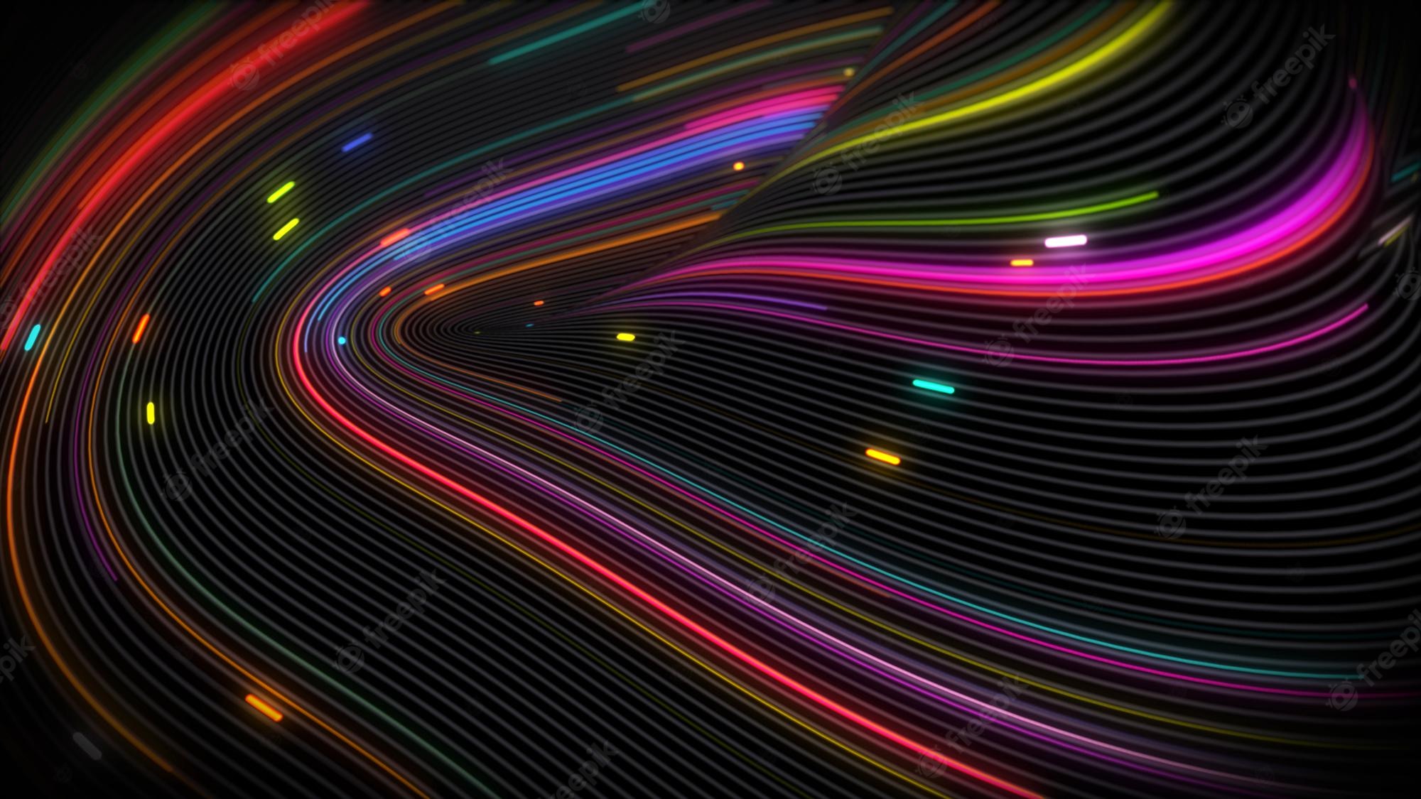 Spiral Line Neon Art Wallpapers