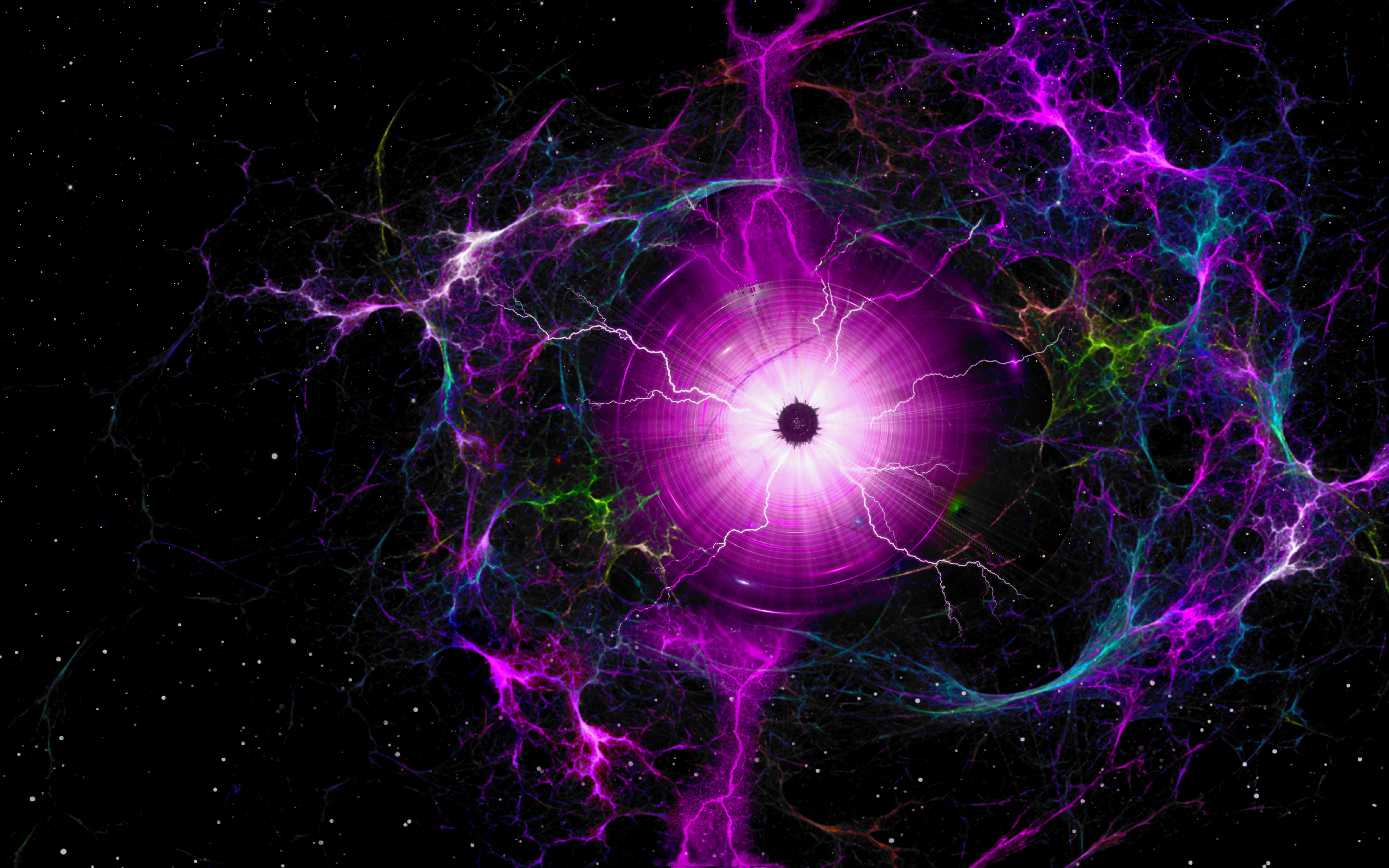 Lightning Dark Neon Fractal Wallpapers