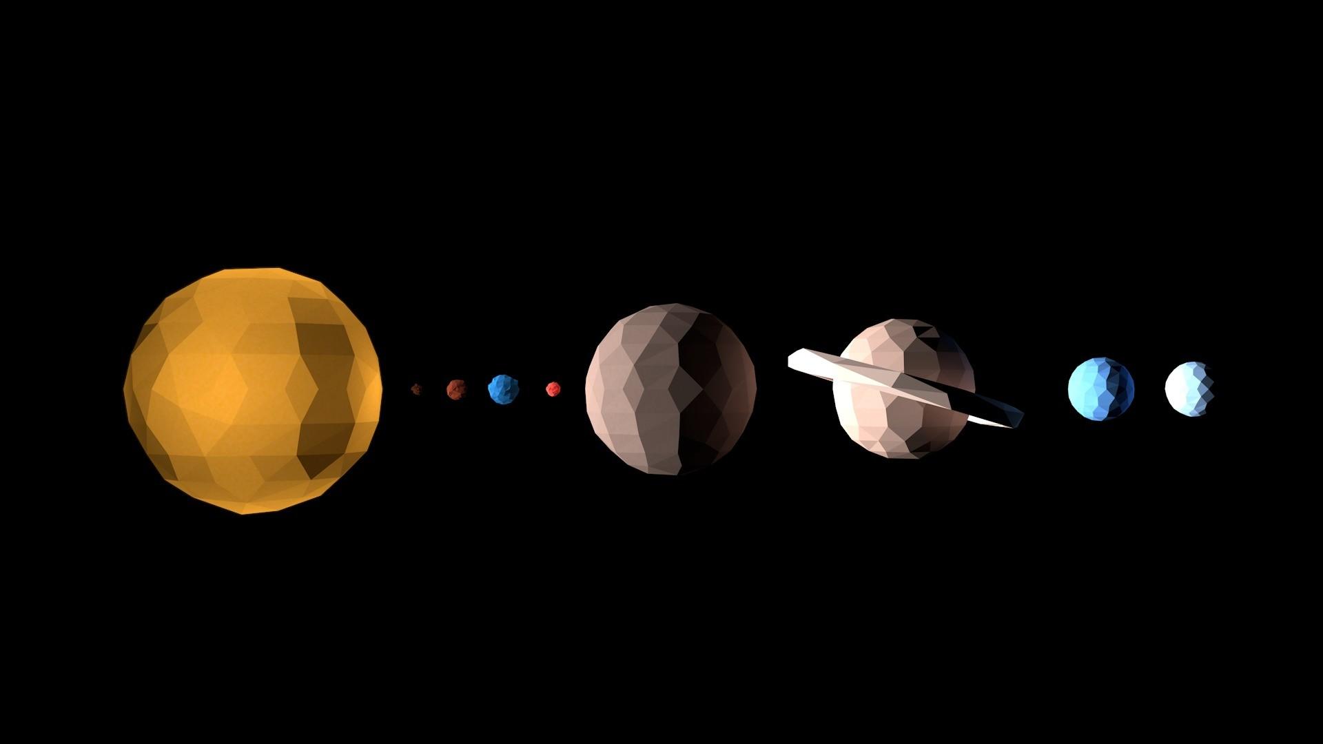 Low Poly Space Planet Minimal Wallpapers