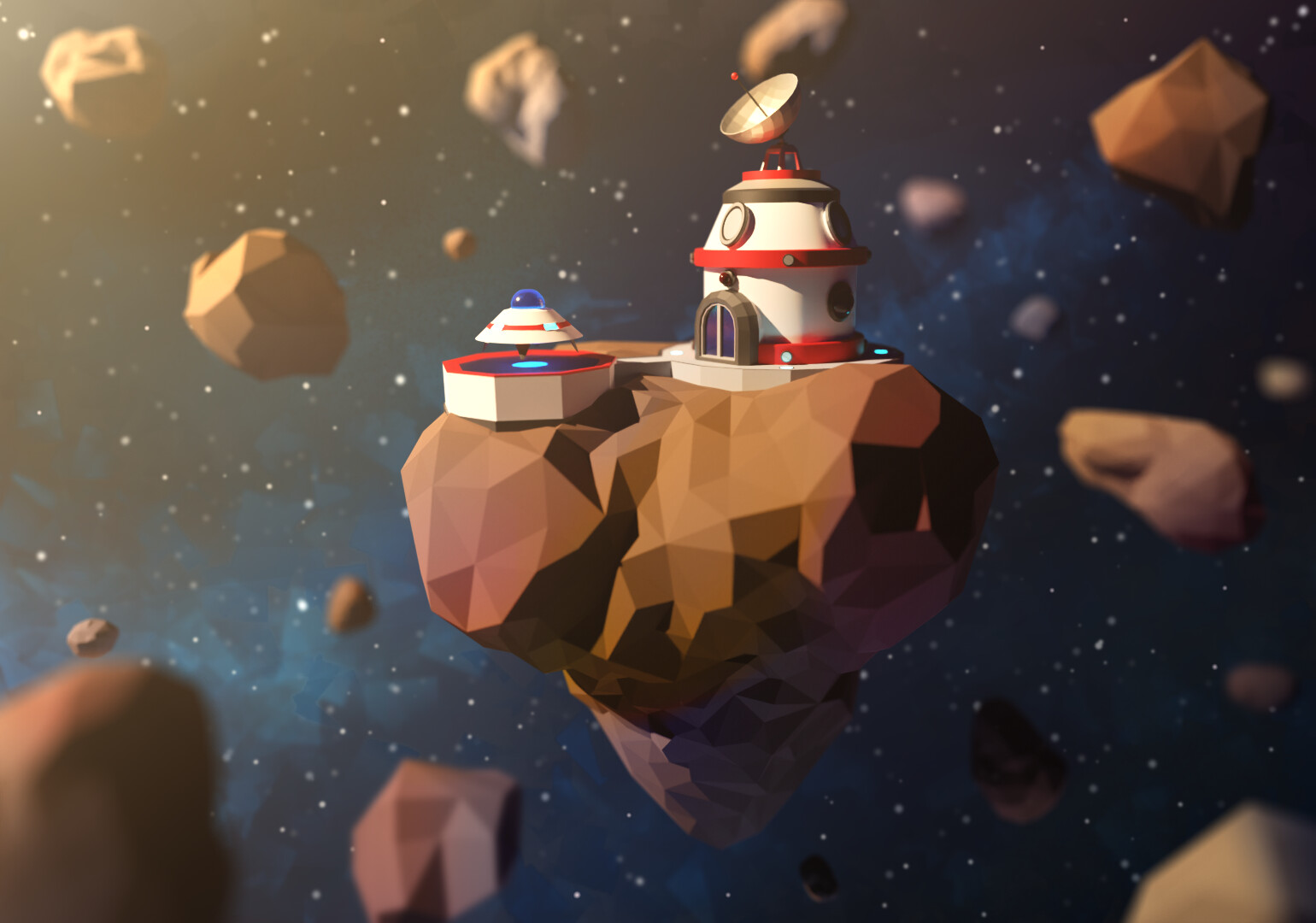 Low Poly Space Planet Minimal Wallpapers