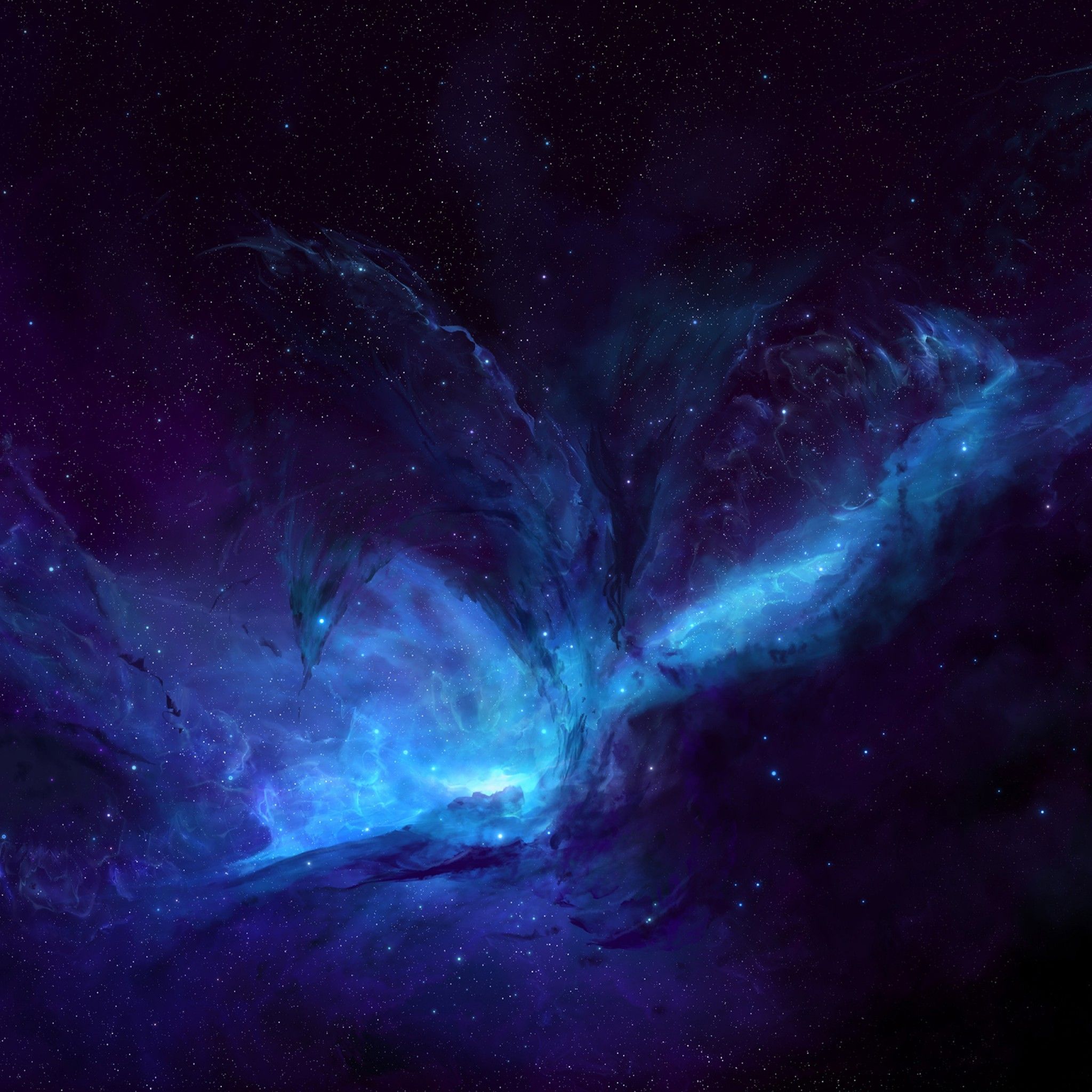 Blue Nebula Digital Art Energy Flame Plasma Space Wallpapers