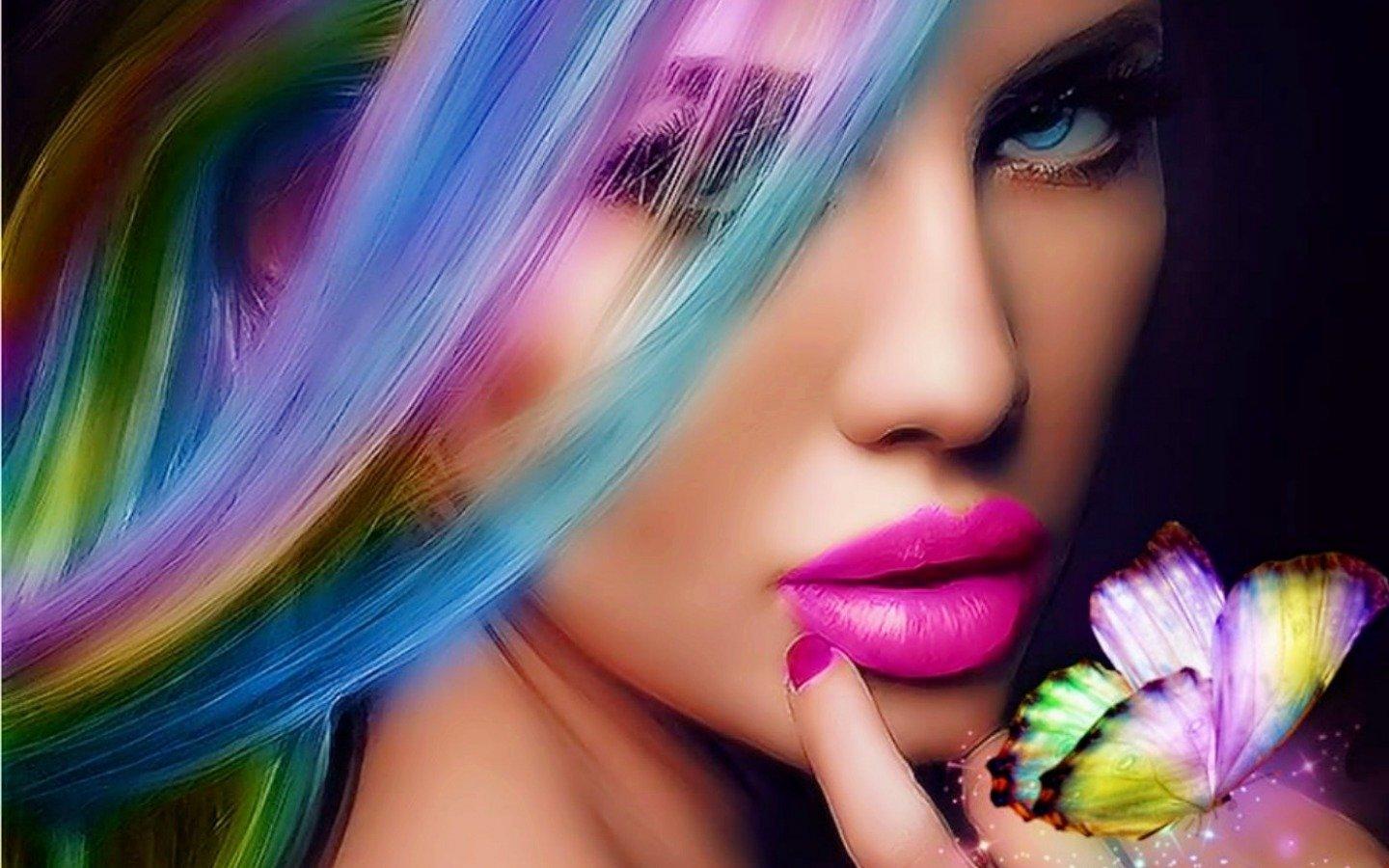 Rainbow Colorful Girl Hairs Wallpapers