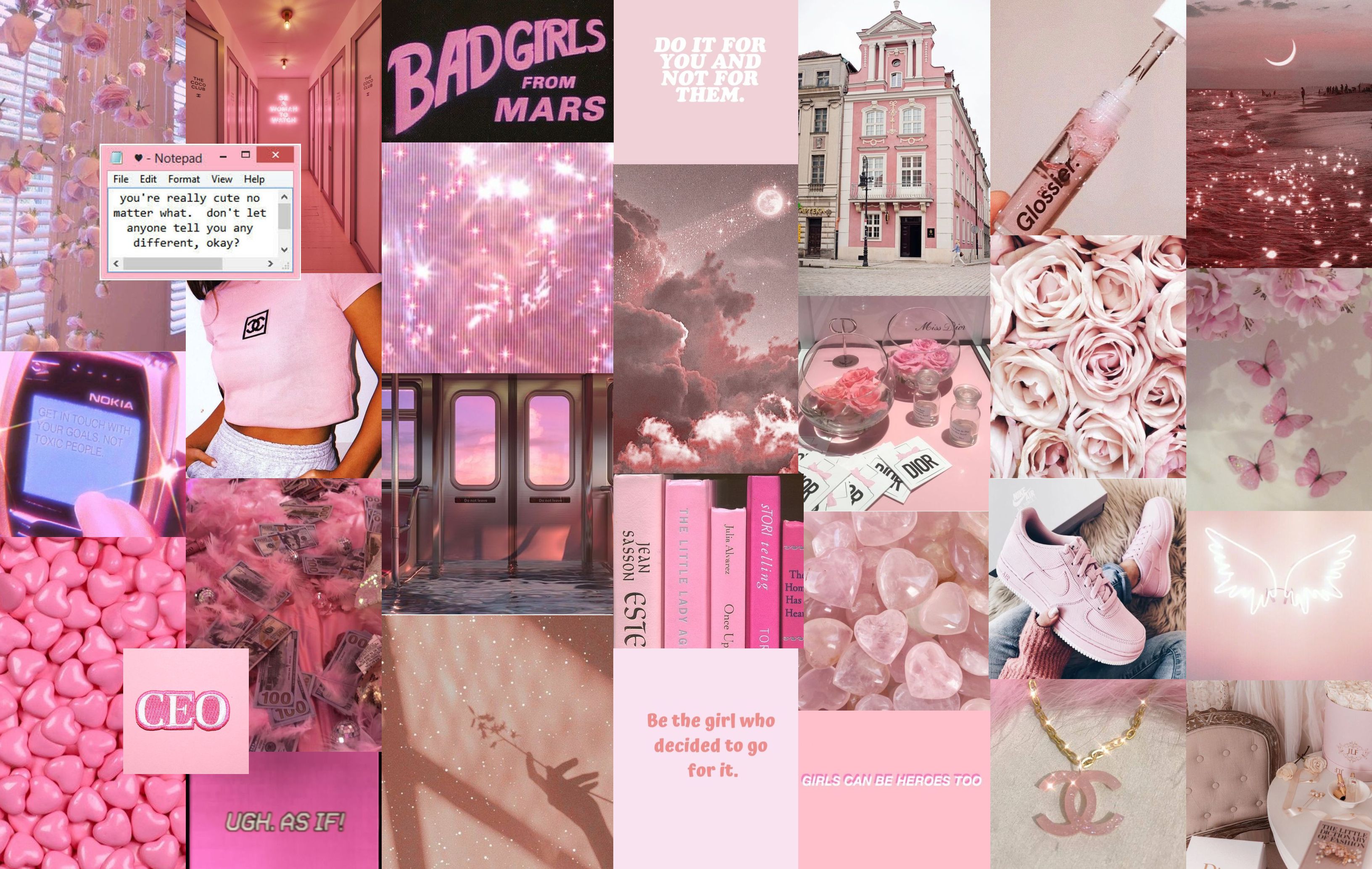 Aesthetic Pink Collage Pc Wallpapers