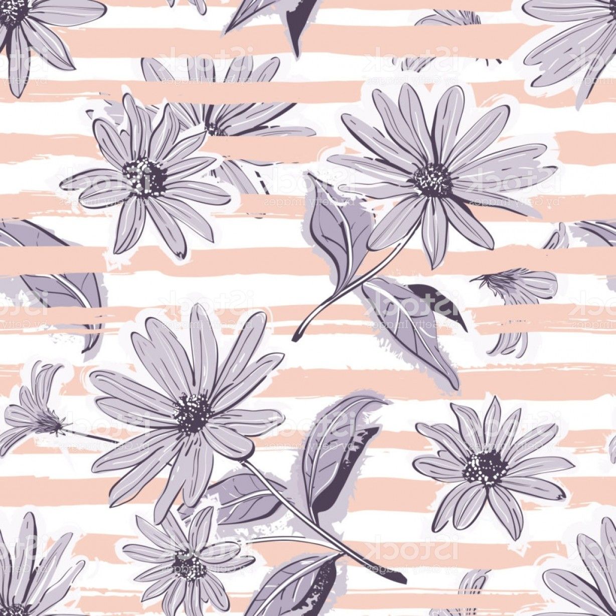 Aesthetics Blue Drawn Flower Wallpapers