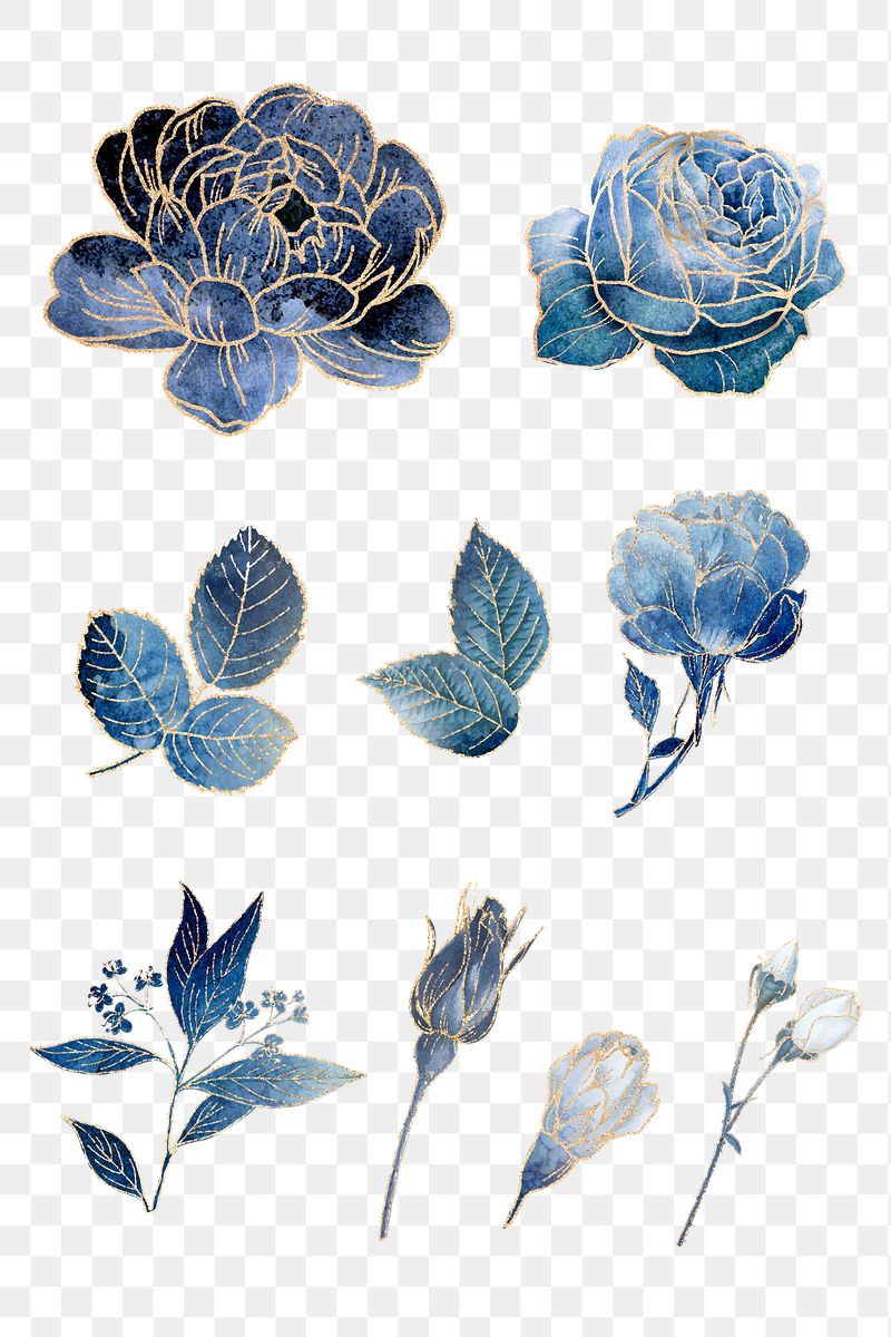 Aesthetics Blue Drawn Flower Wallpapers