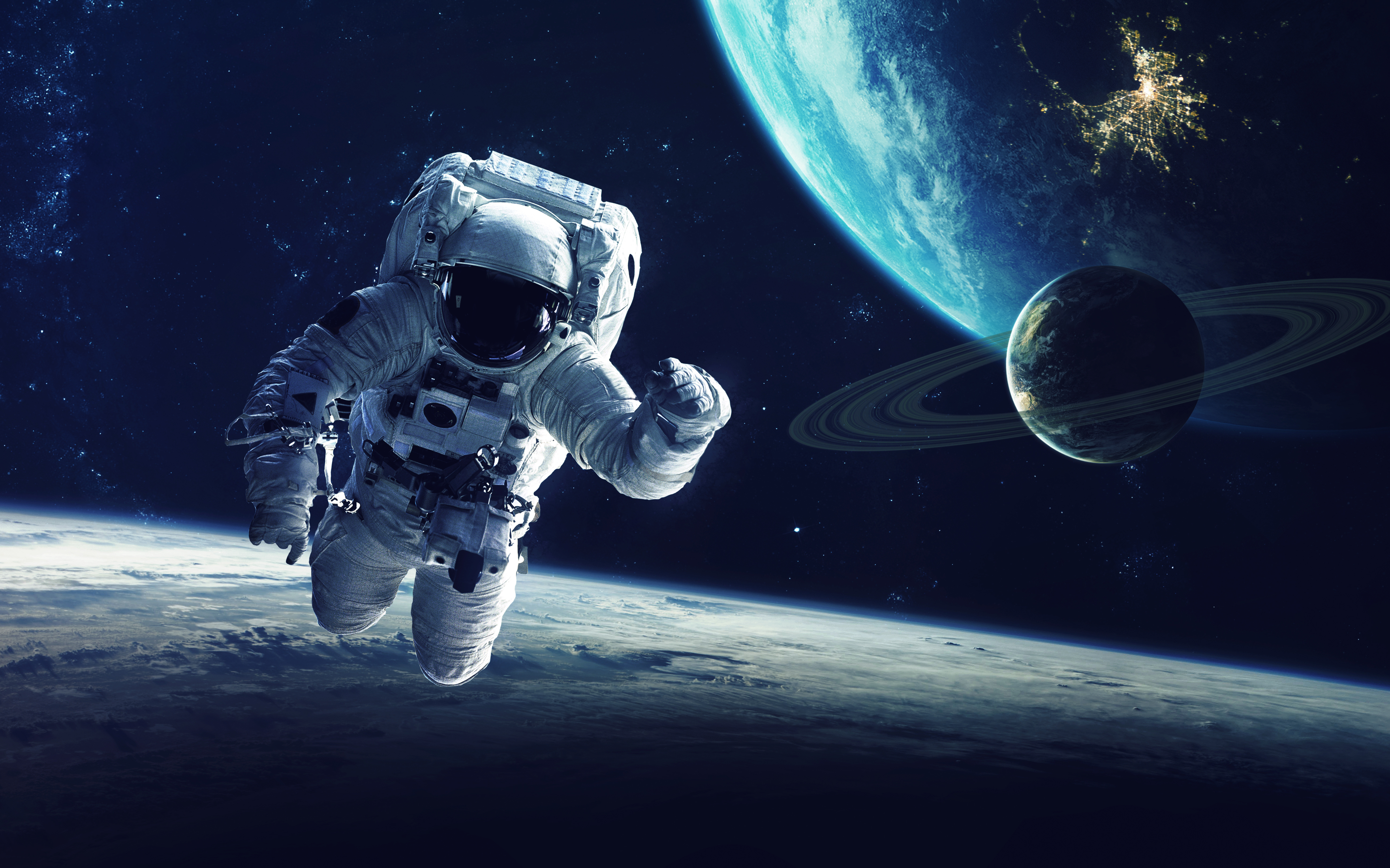 Astronaut Near Planetary Ring Wallpapers