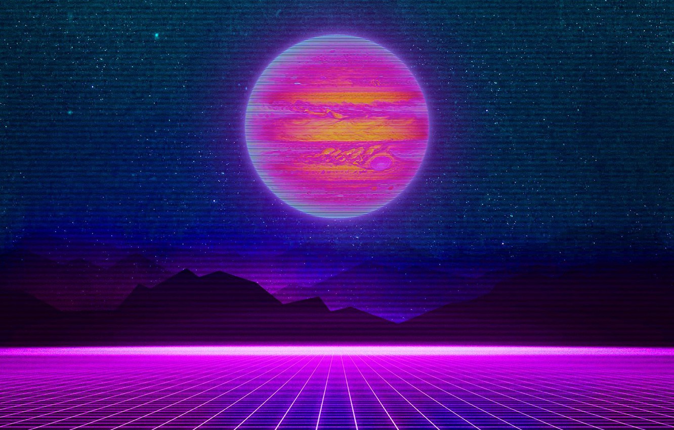 Space Retro-Wave Planet Wallpapers