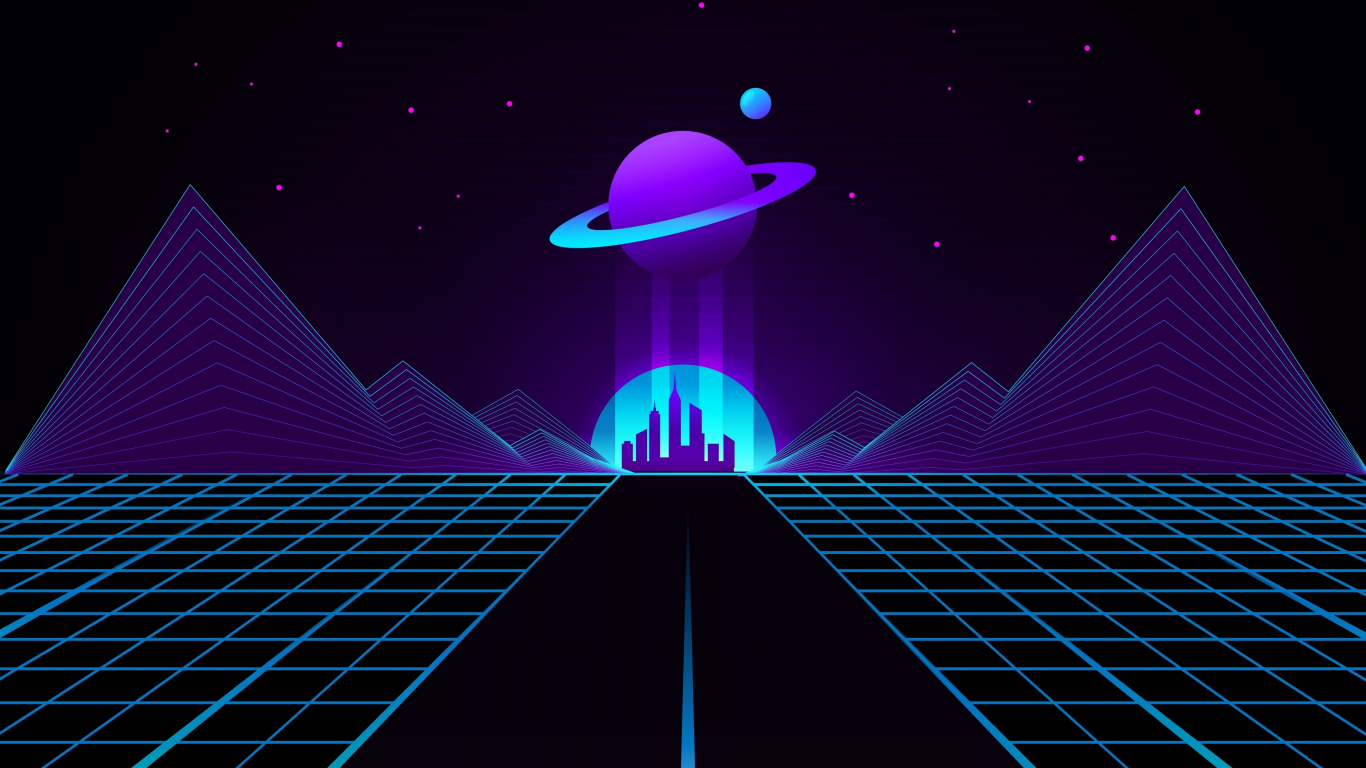 Space Retro-Wave Planet Wallpapers