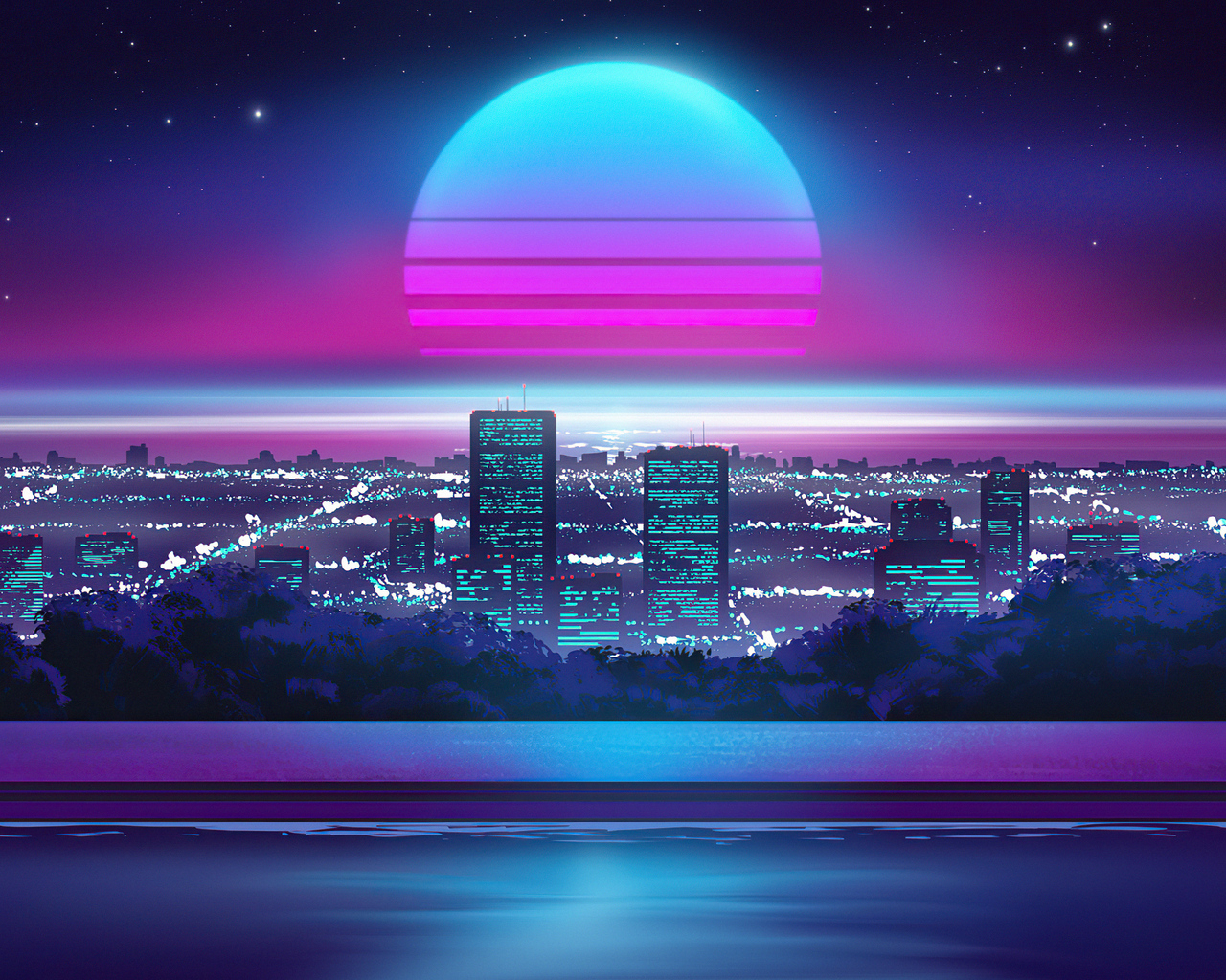 Space Retro-Wave Planet Wallpapers