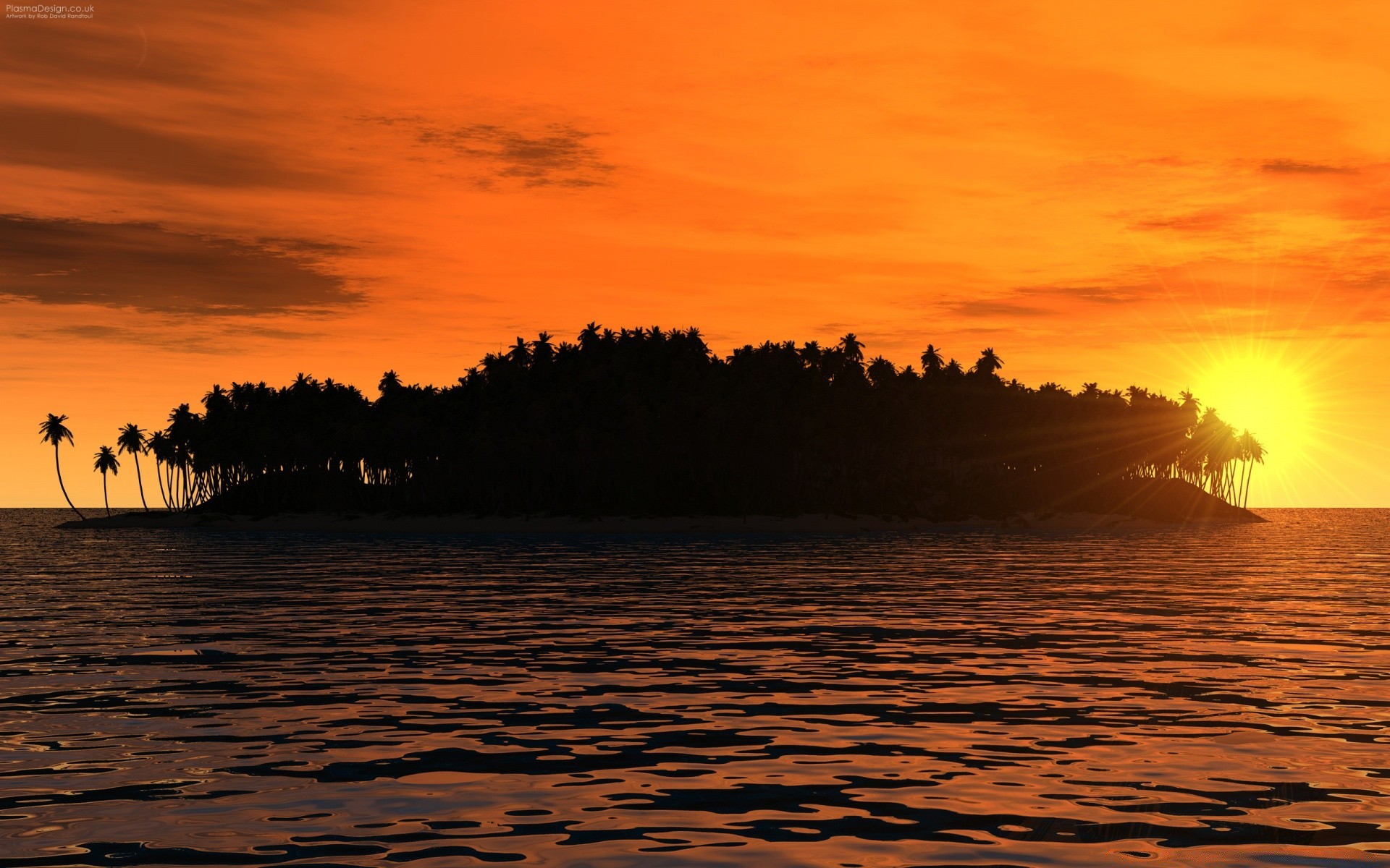 3D Island In Sunset Wallpapers