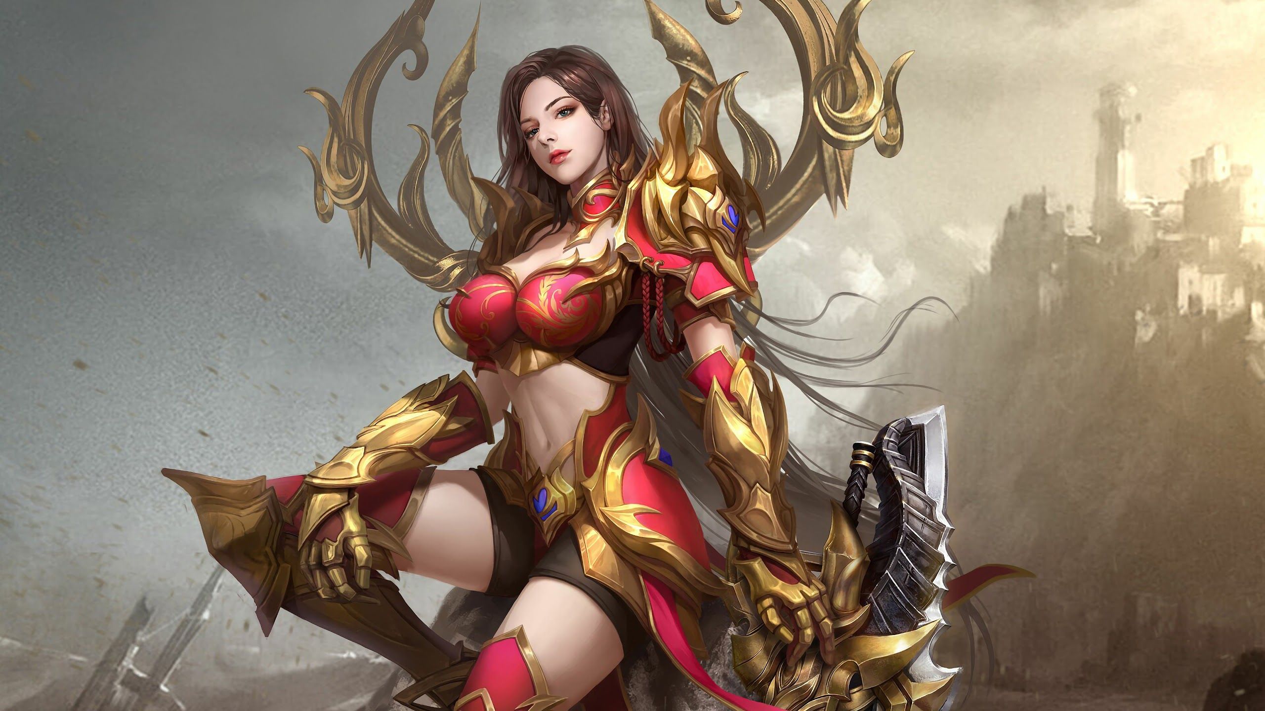 4K Artistic Warrior Girl Drawing Wallpapers