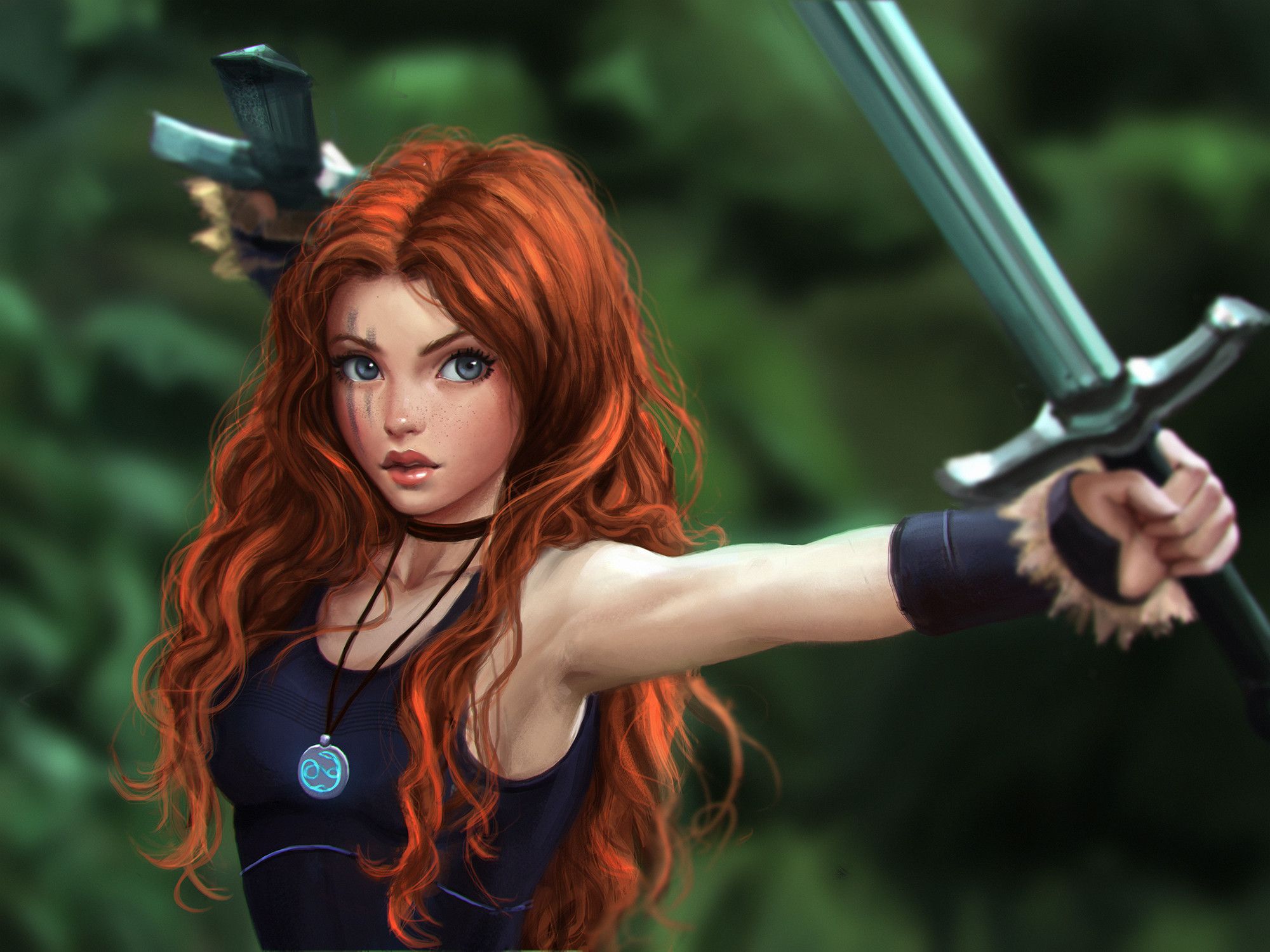 4K Artistic Warrior Girl Drawing Wallpapers