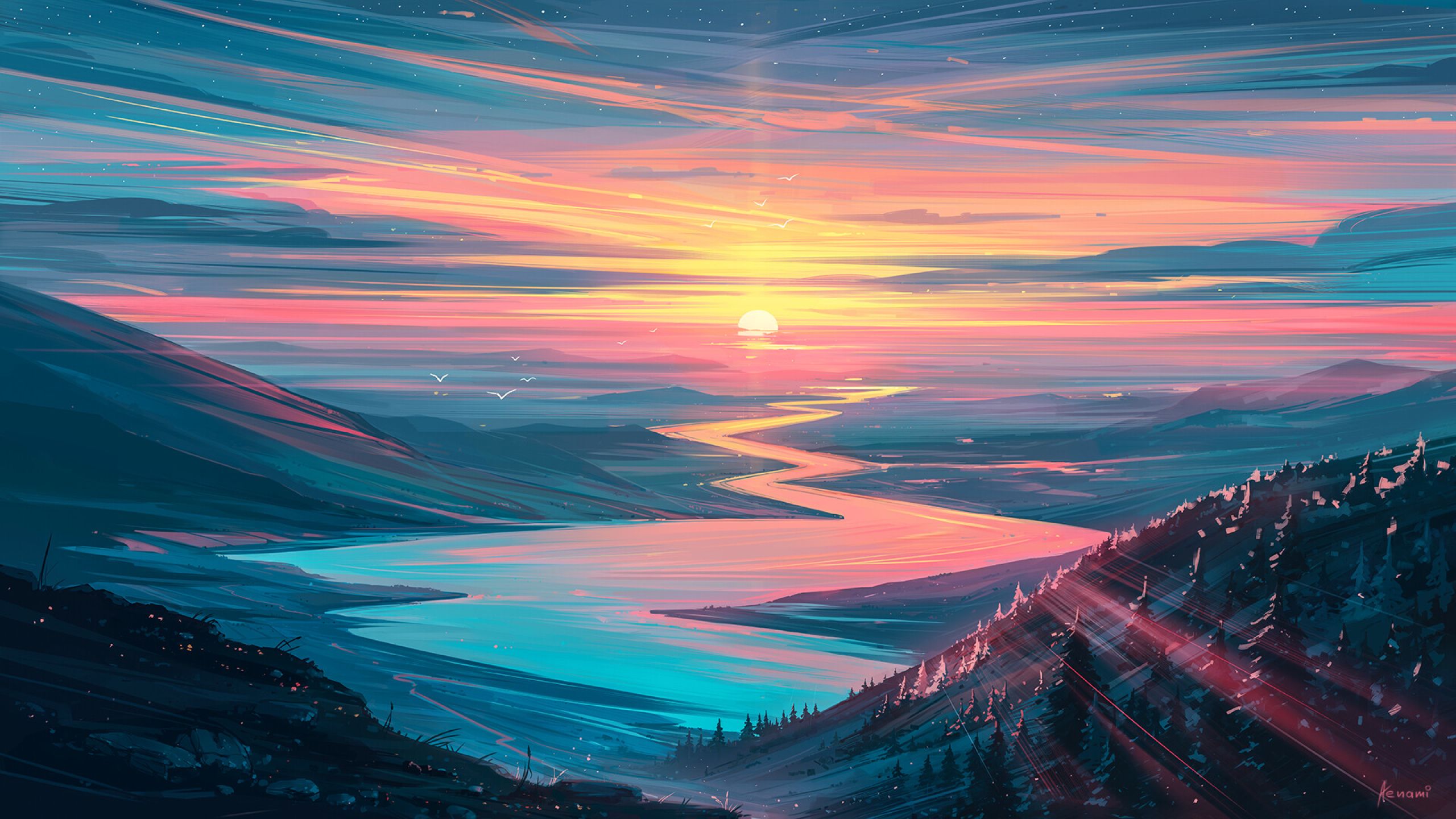 A Blue Sunrise Landscape Wallpapers