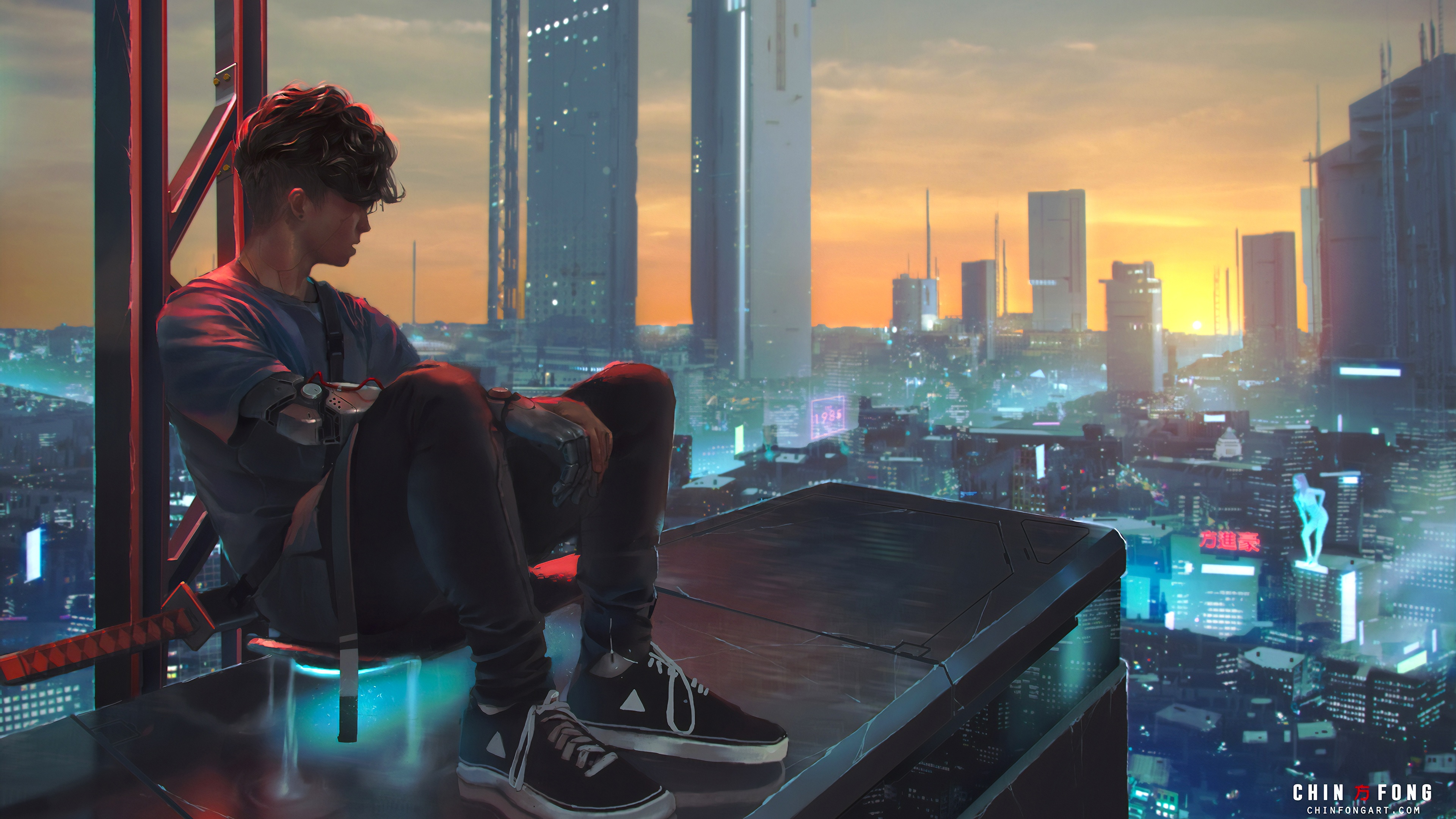 Alone Cyberpunk Boy In City Wallpapers