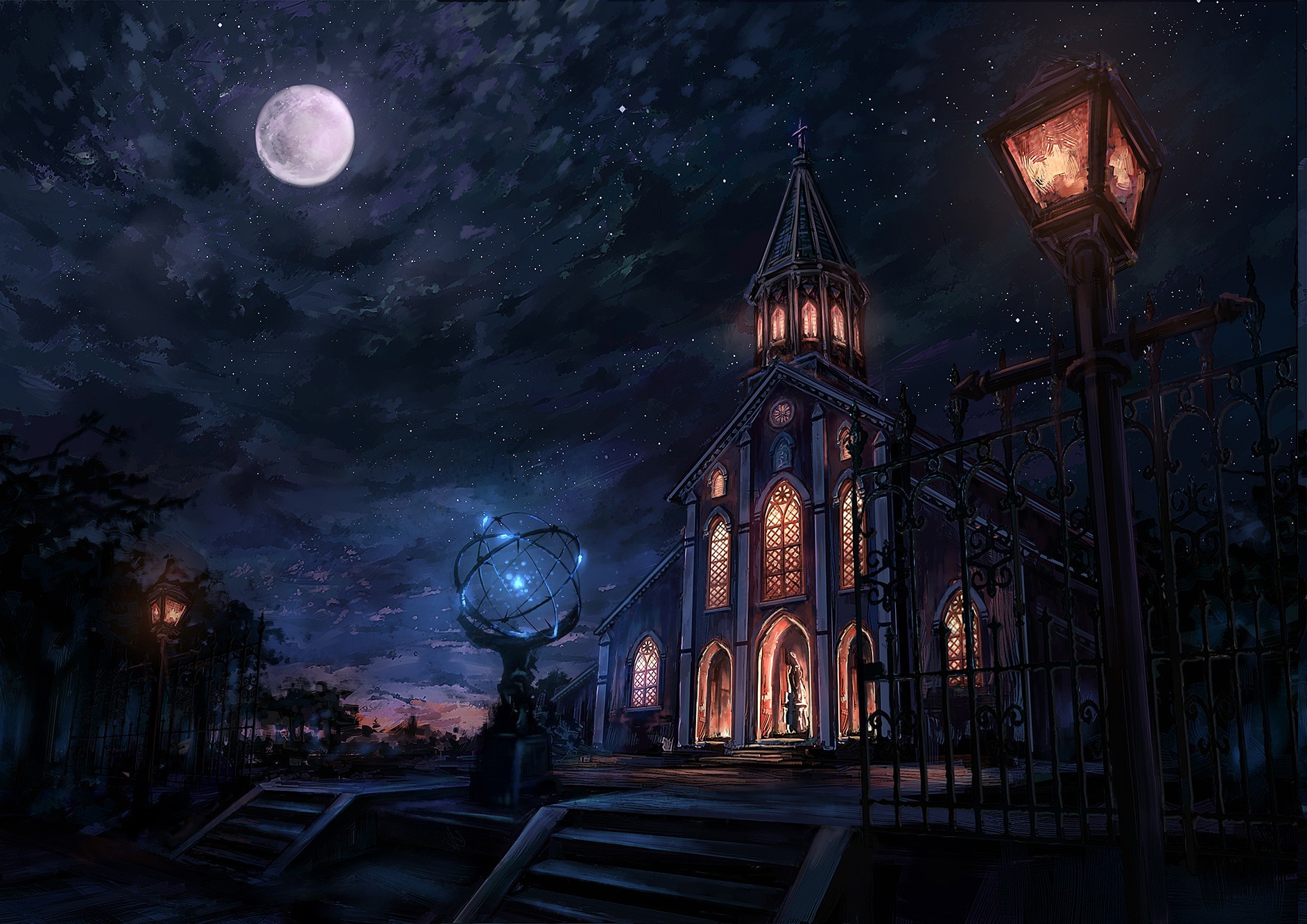 Artistic City In Moon Night Wallpapers