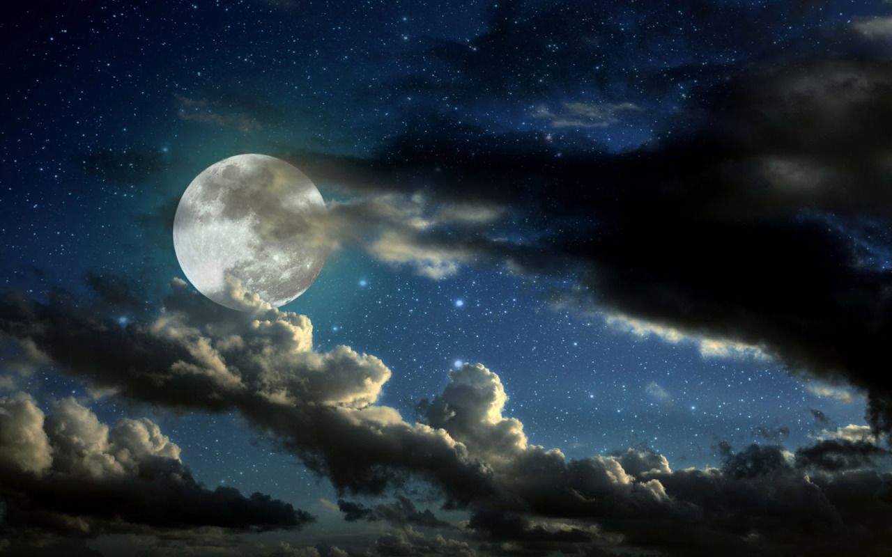 Artistic Full Moon In Starry Night Sky Wallpapers