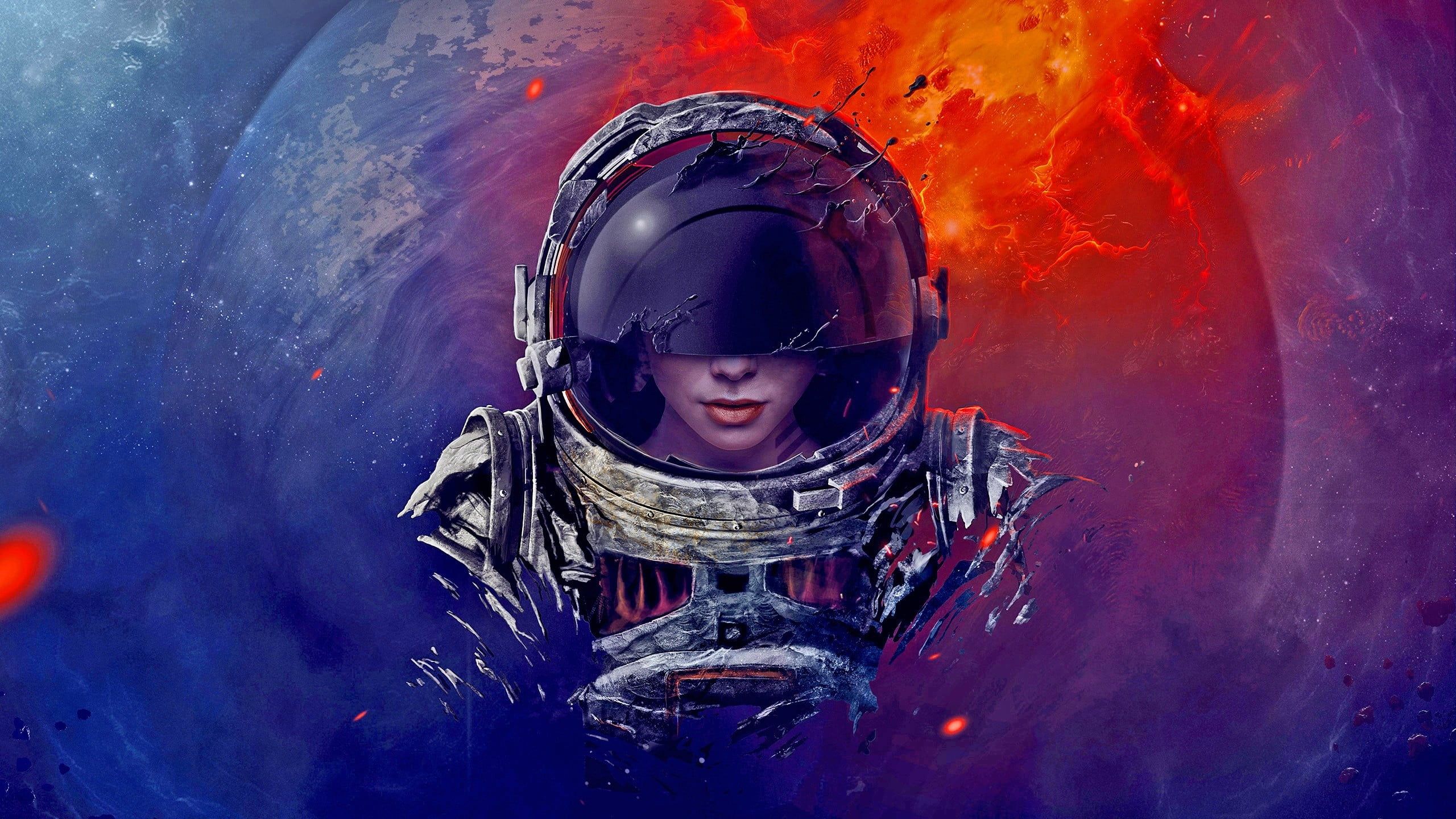 Artistic Girl Purple Space Space Suit Wallpapers