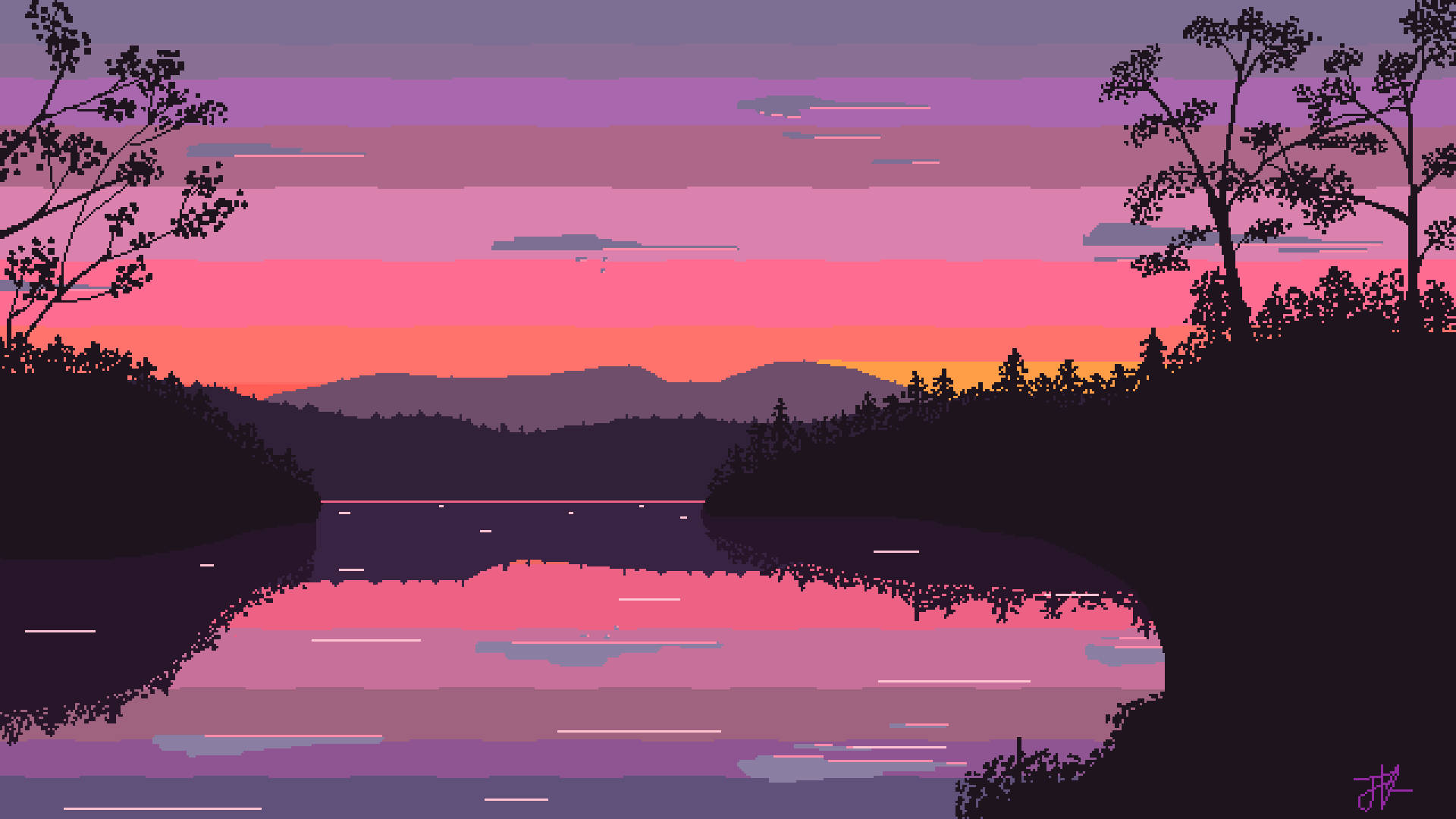 Artistic Sunset At Lake Wallpapers