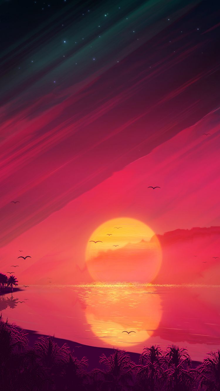 Artistic Sunset At Lake Wallpapers