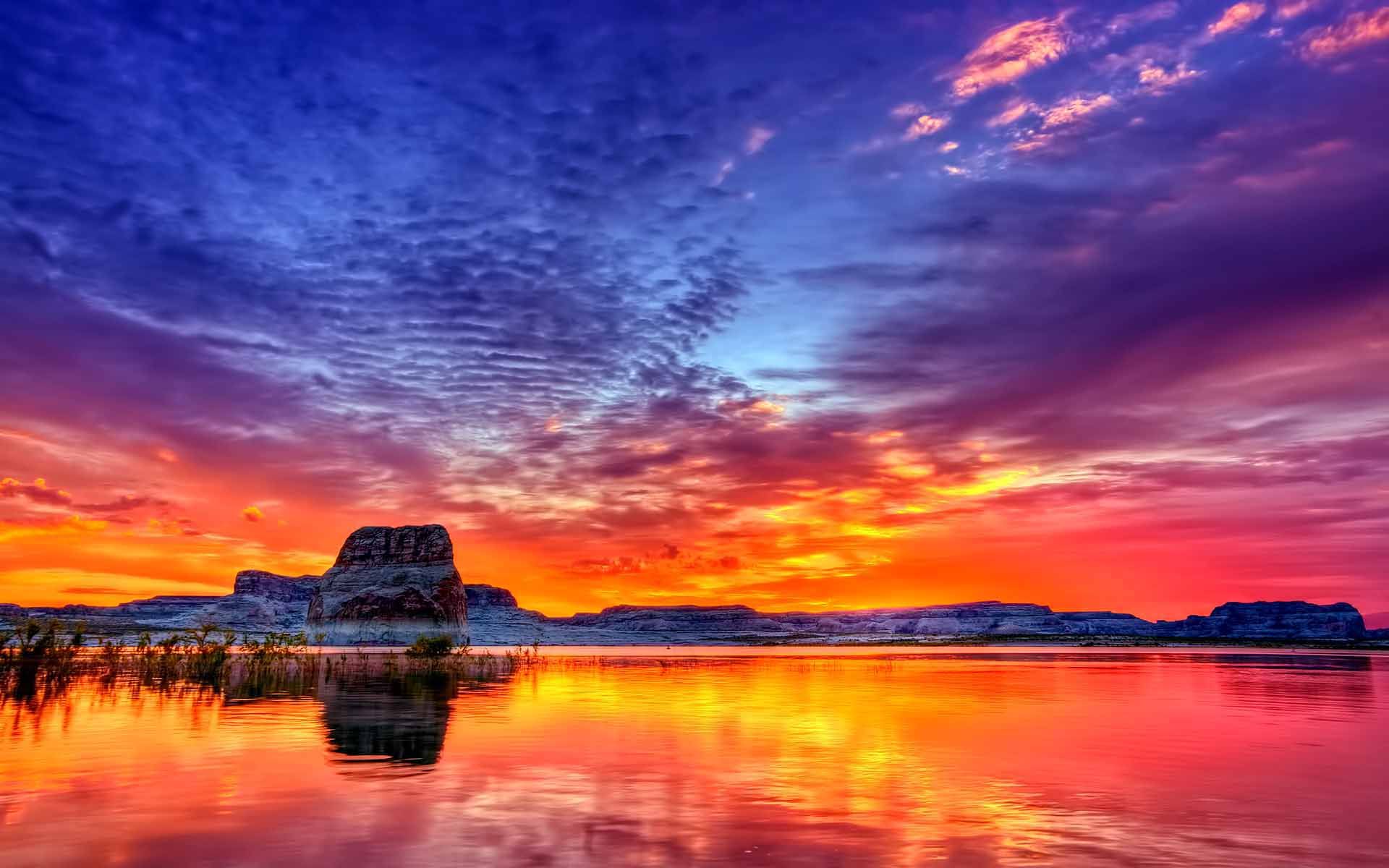 Artistic Sunset At Lake Wallpapers