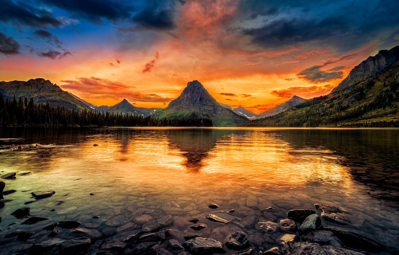 Artistic Sunset At Lake Wallpapers