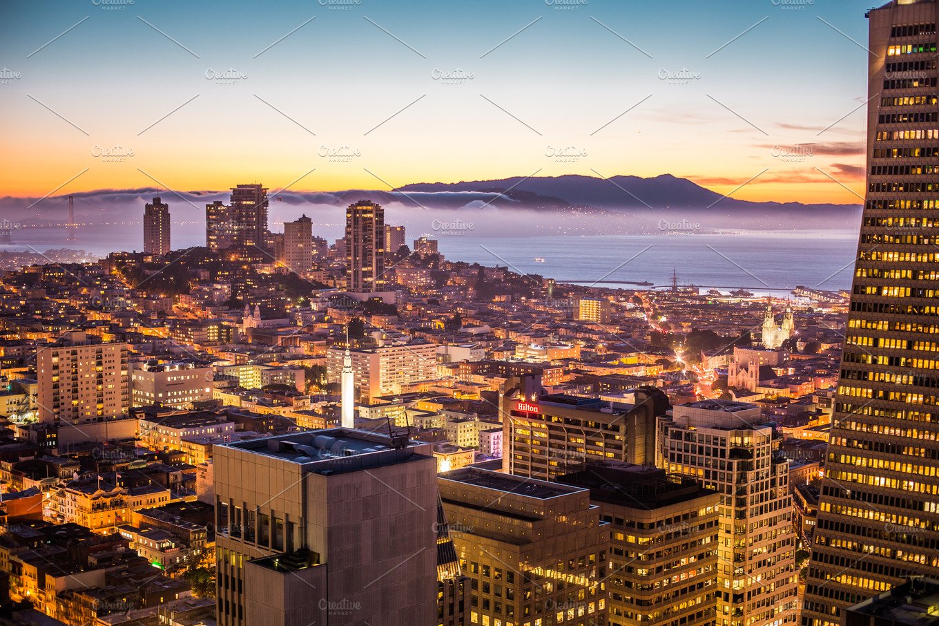 Artistic Sunset San Francisco Cityscape Wallpapers