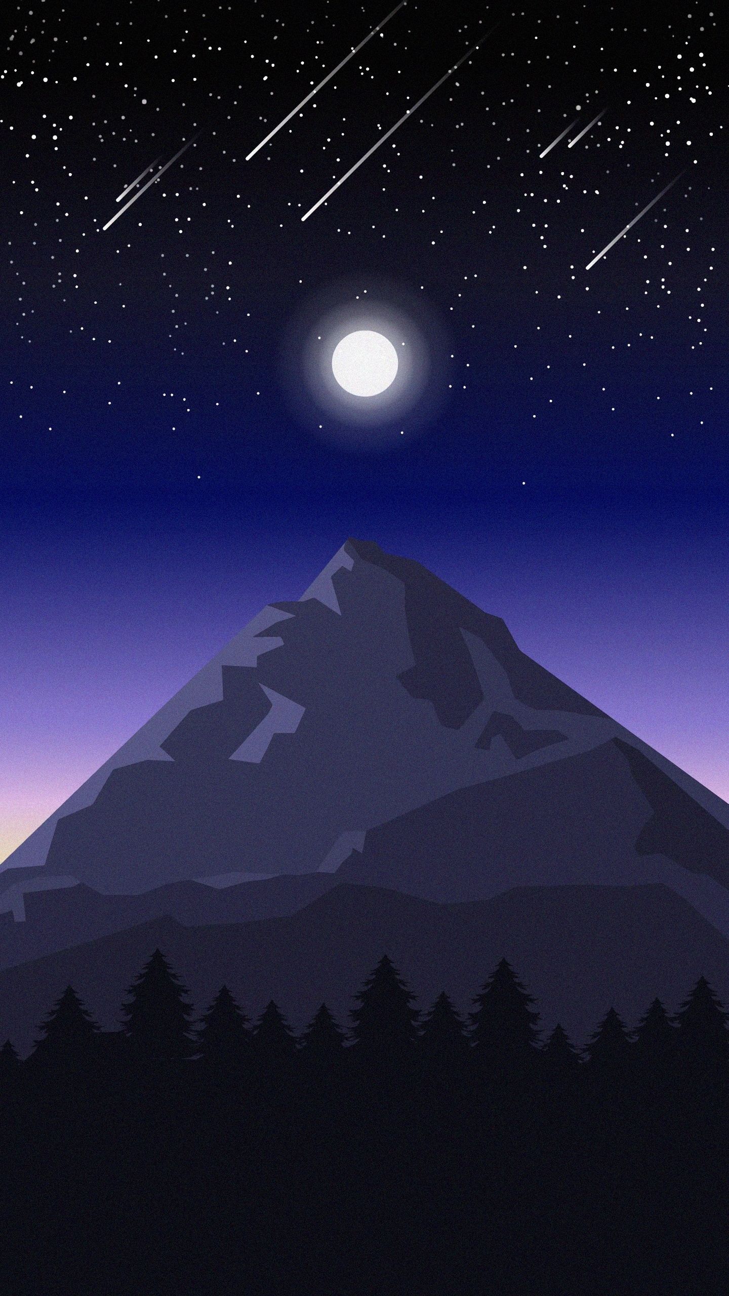 Artwork Minimal Mountains At Night Wallpapers