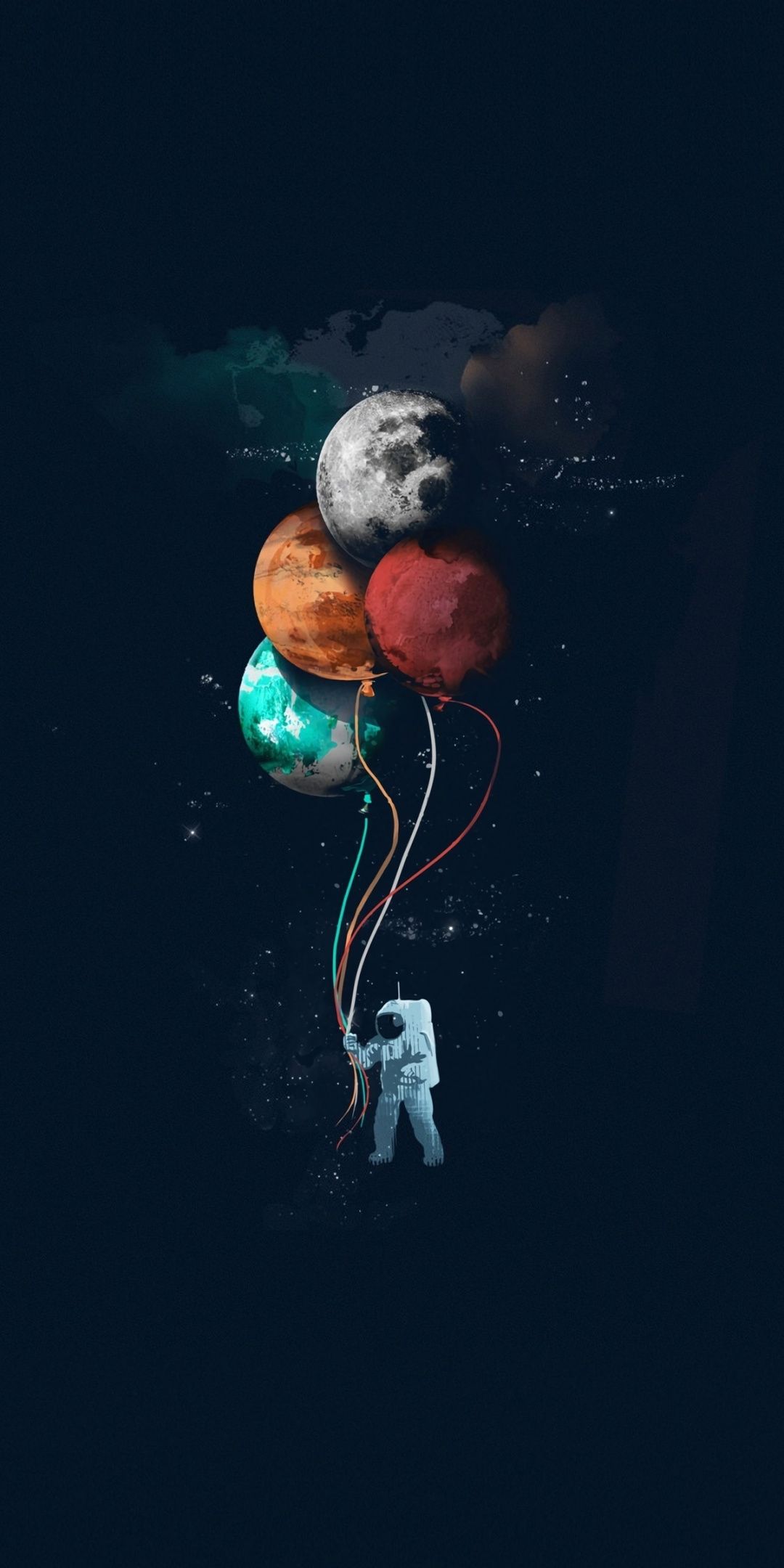 Astronaut Holding Of Colorful Balloons Wallpapers