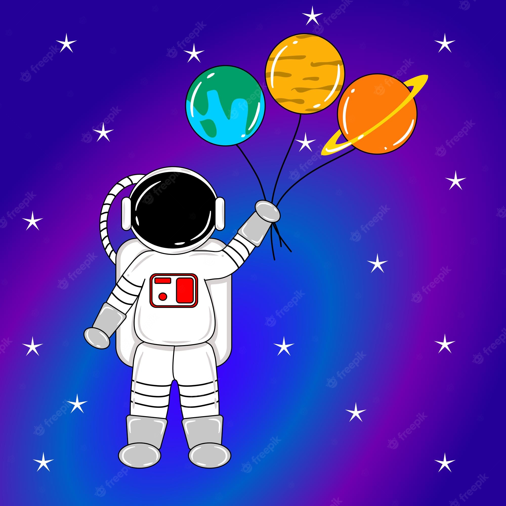 Astronaut Holding Of Colorful Balloons Wallpapers