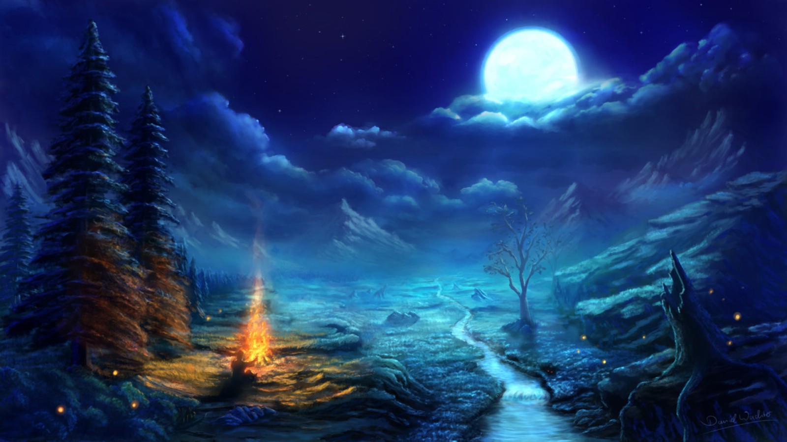 Beautiful Landscape Night Digital Wallpapers