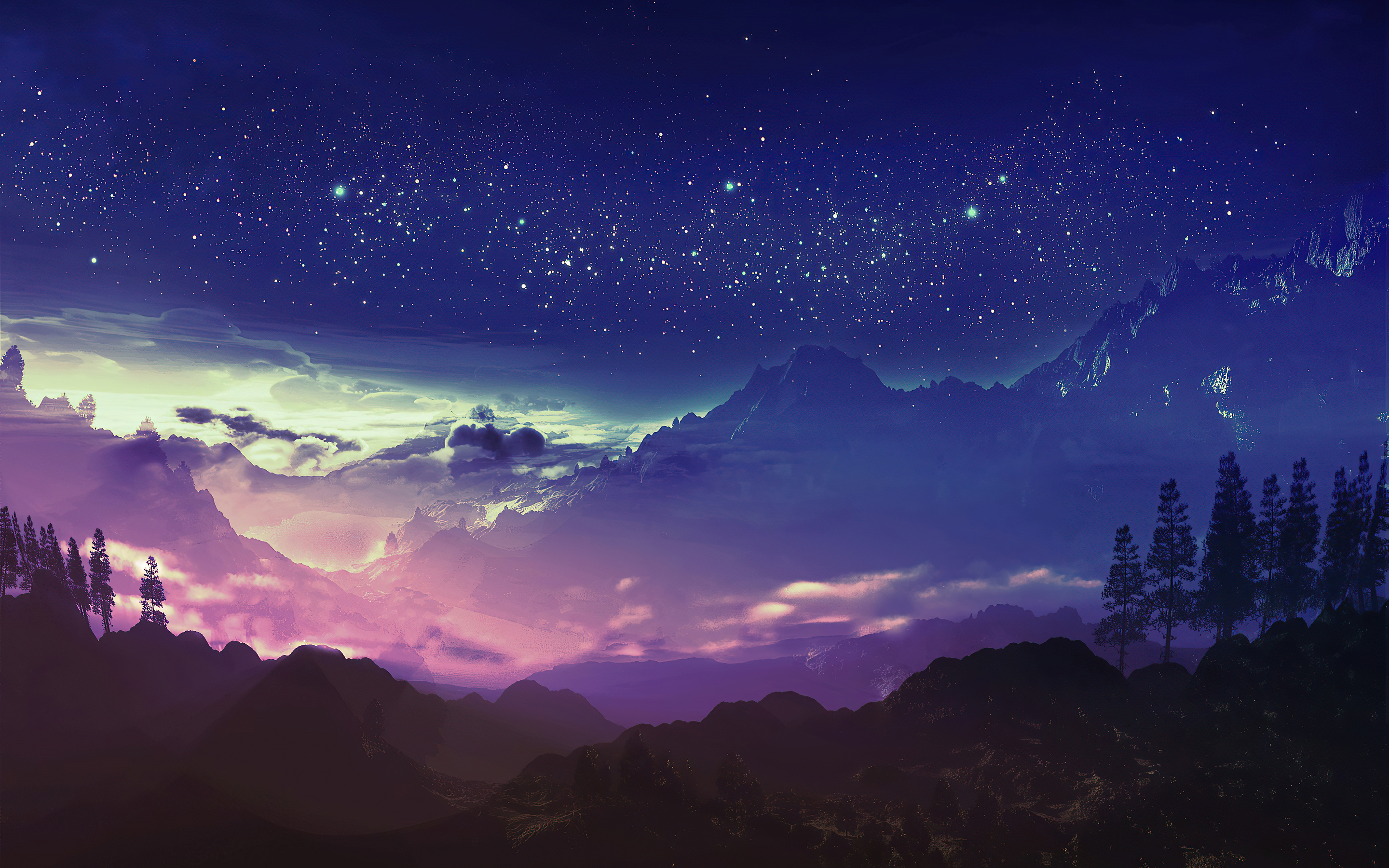 Beautiful Landscape Night Digital Wallpapers