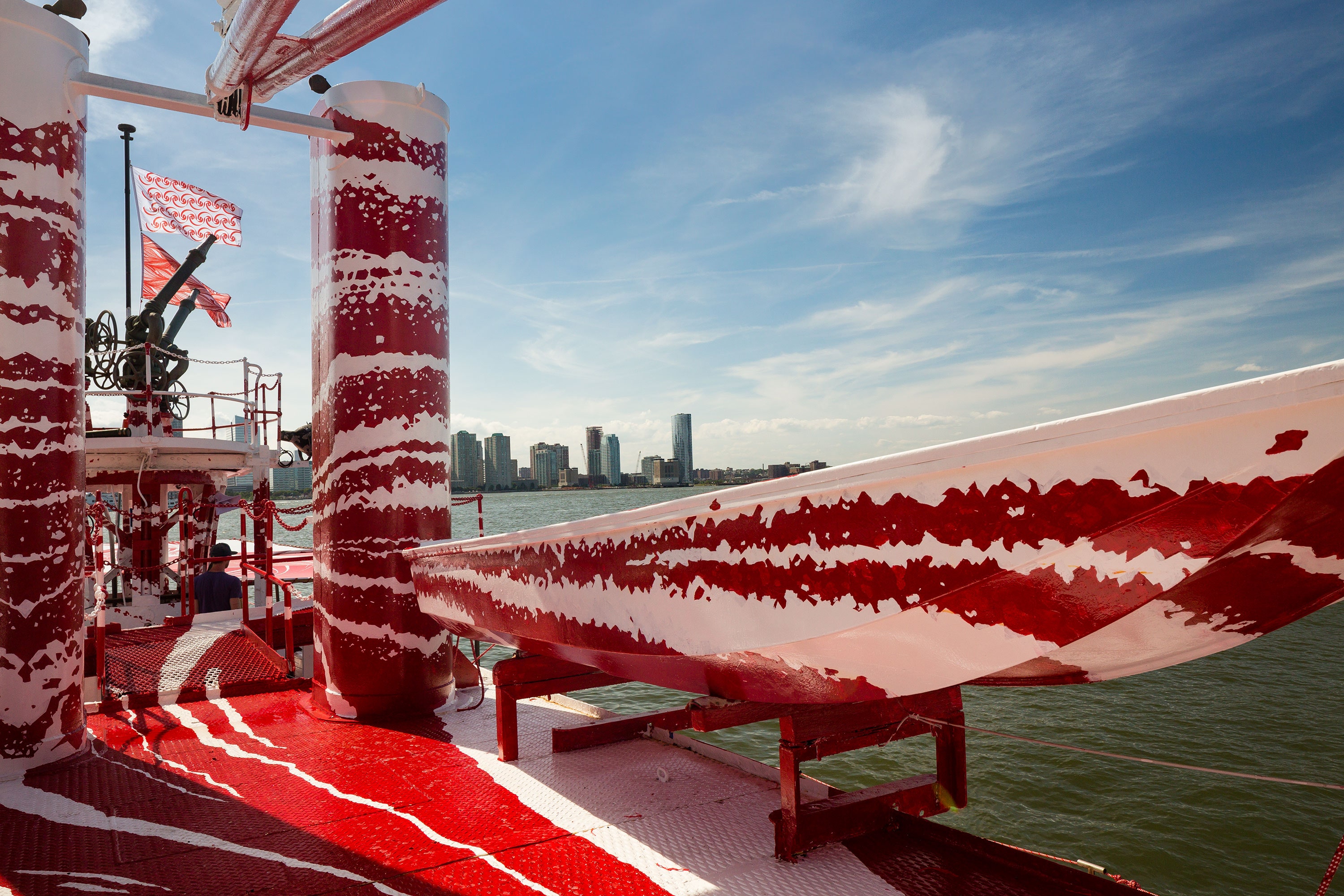 Boat And Red Cloud Art Wallpapers