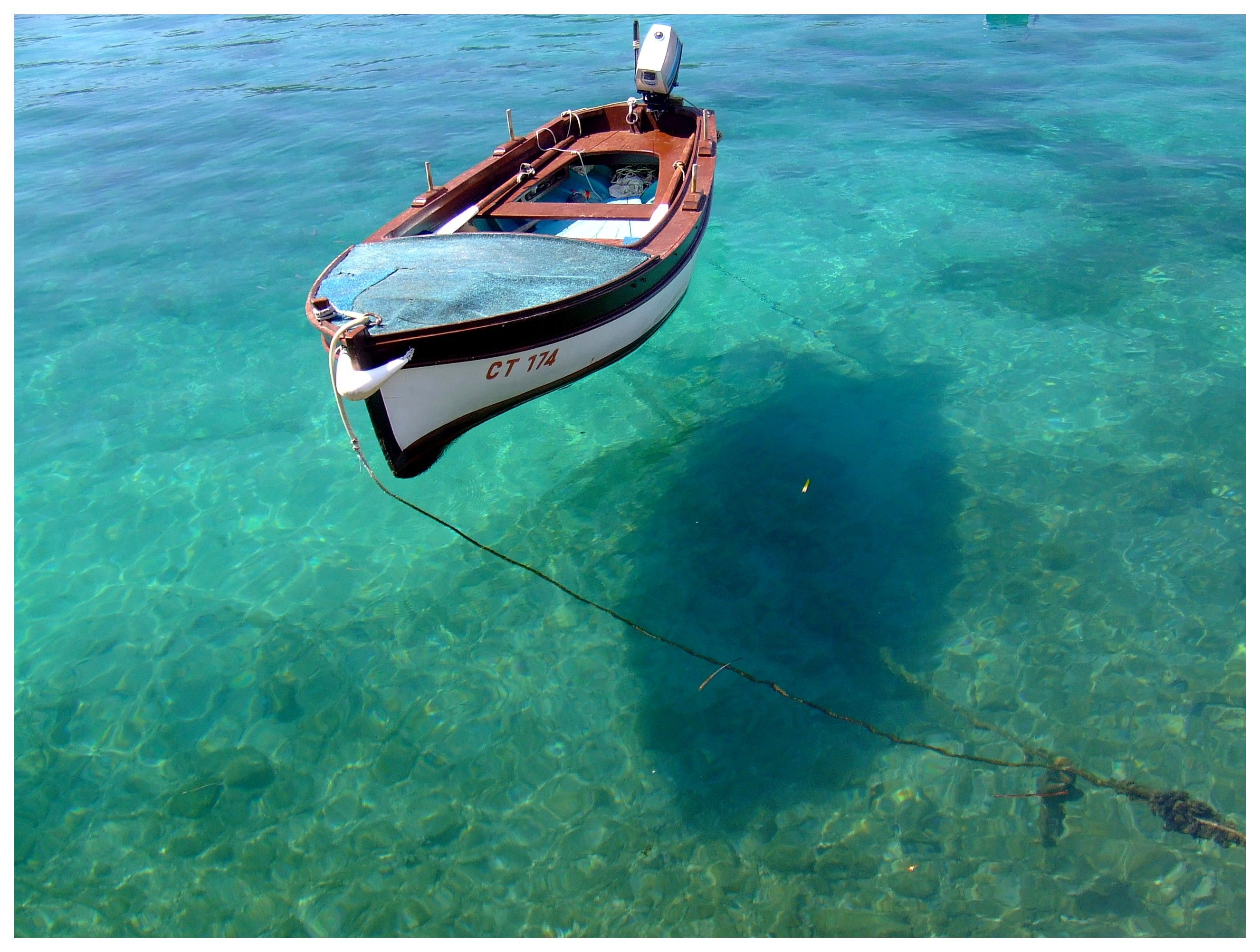 Boat In Blue Sea Water Wallpapers