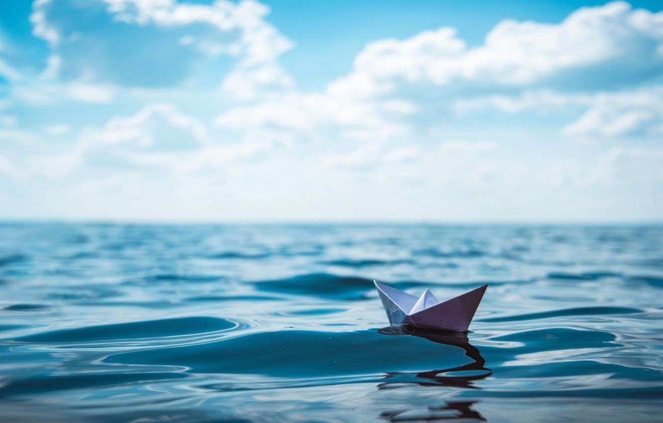 Boat In Blue Sea Water Wallpapers