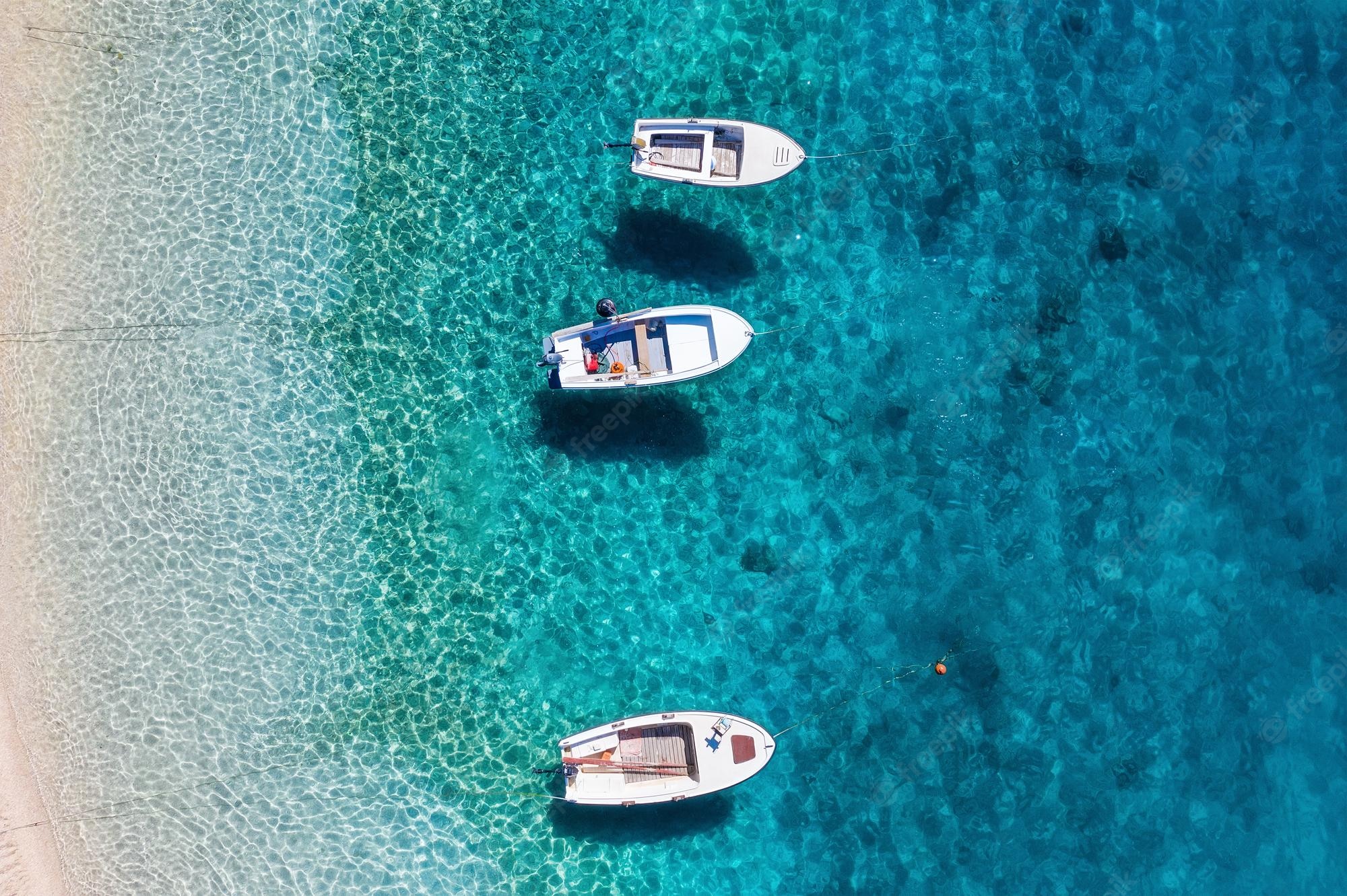 Boat In Blue Sea Water Wallpapers