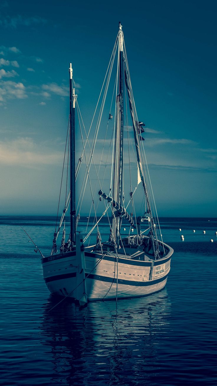 Boat In Blue Sea Water Wallpapers