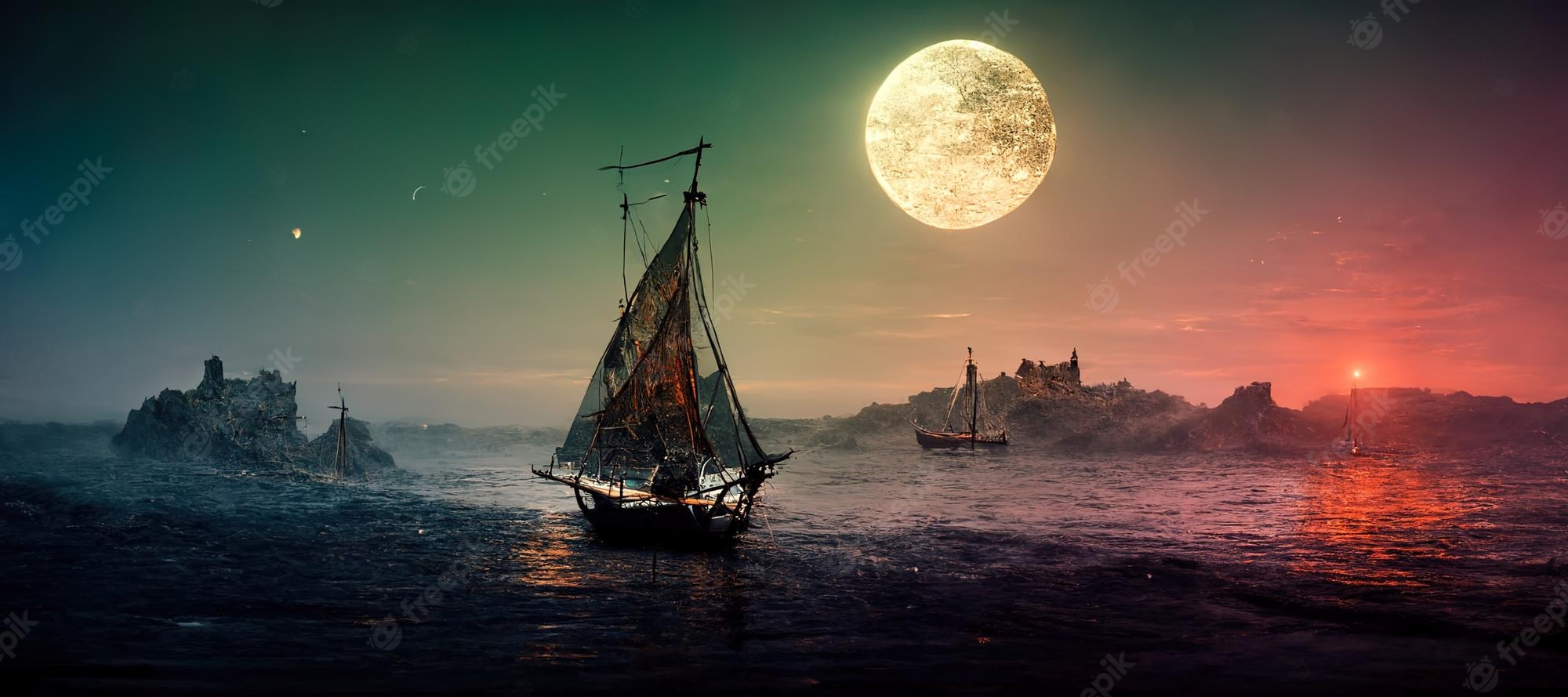 Boating At Night Digital Art Wallpapers