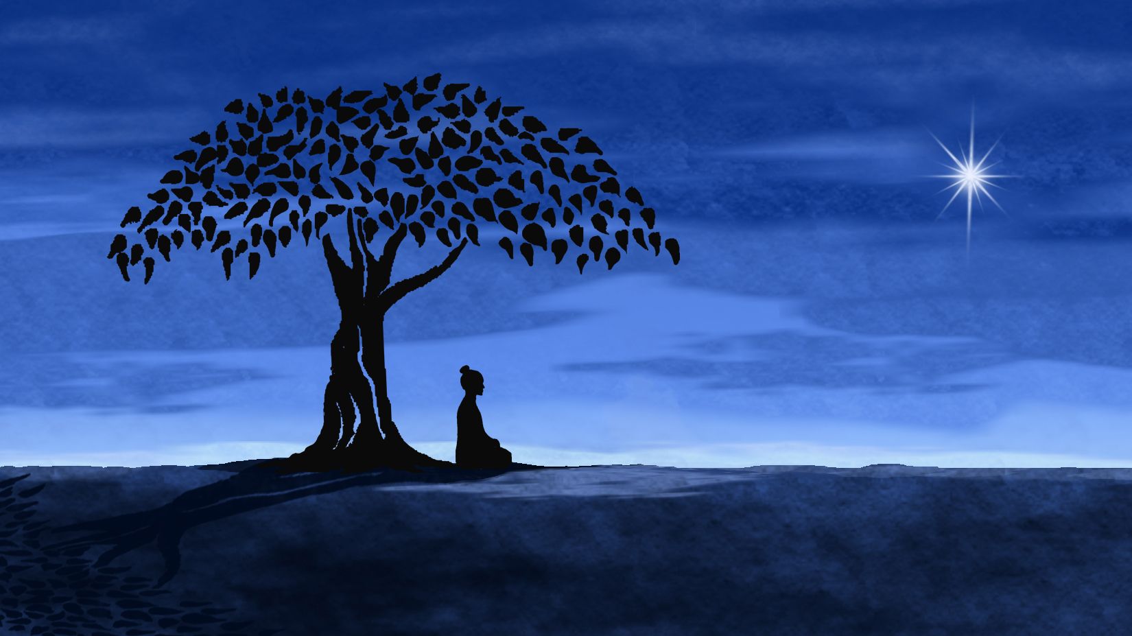 Buddhism Meditation At Night Desert Glitch Laser Art Wallpapers