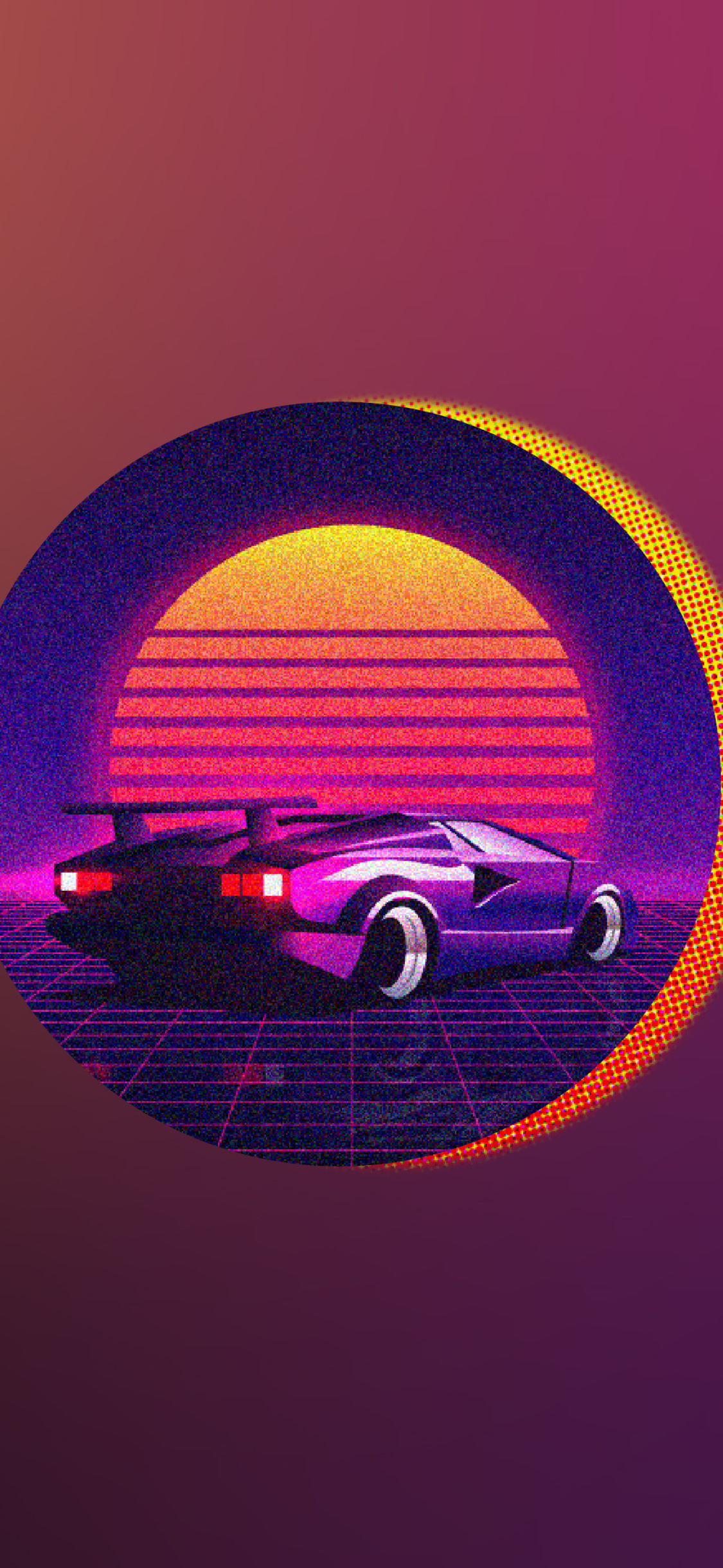 Car In Artistic City Retrowave Wallpapers