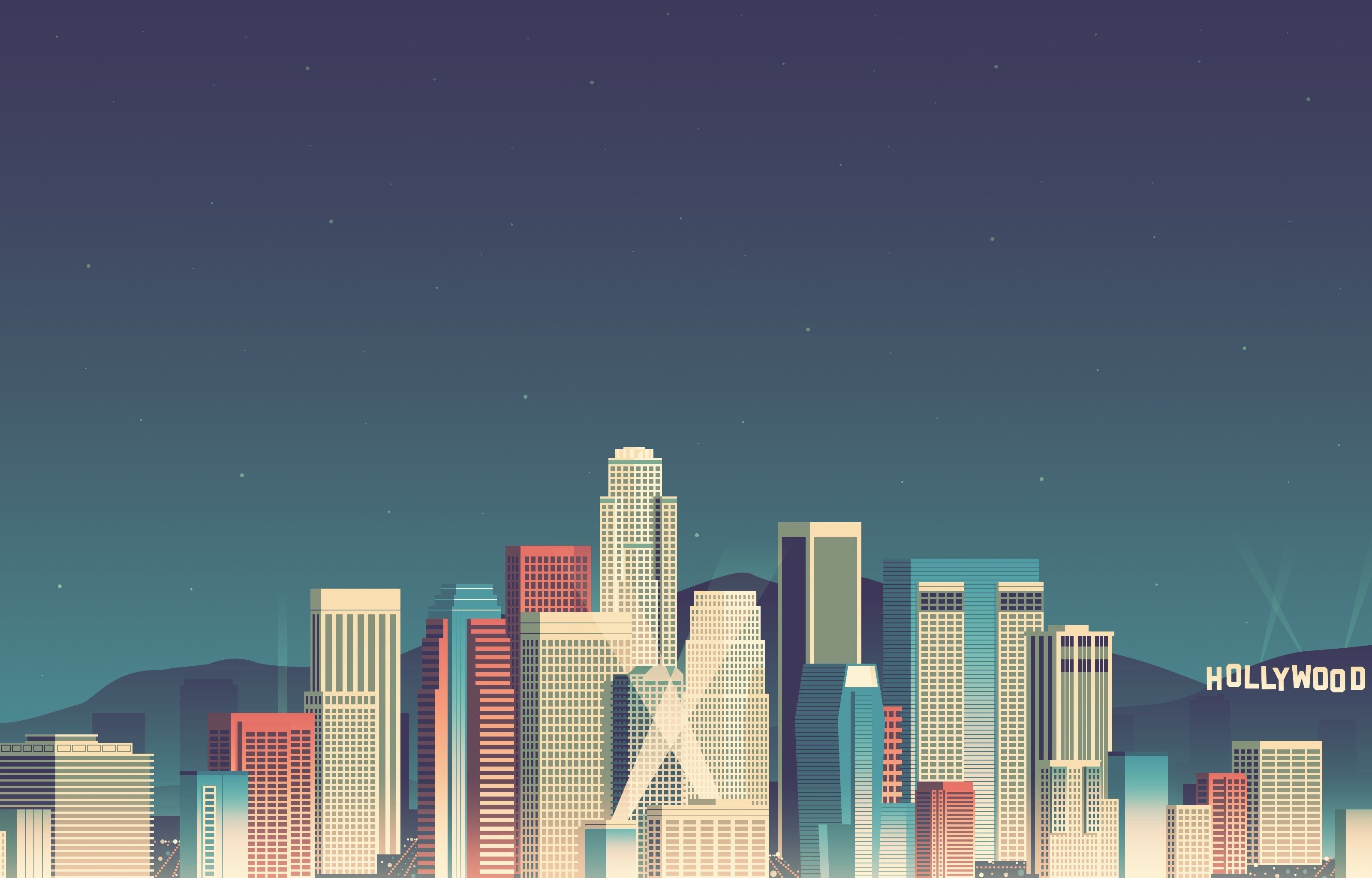 City Buildings Lights 8 Bit Wallpapers