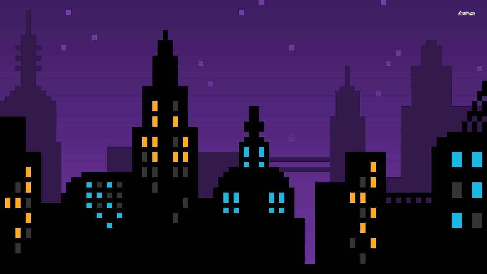 City Buildings Lights 8 Bit Wallpapers