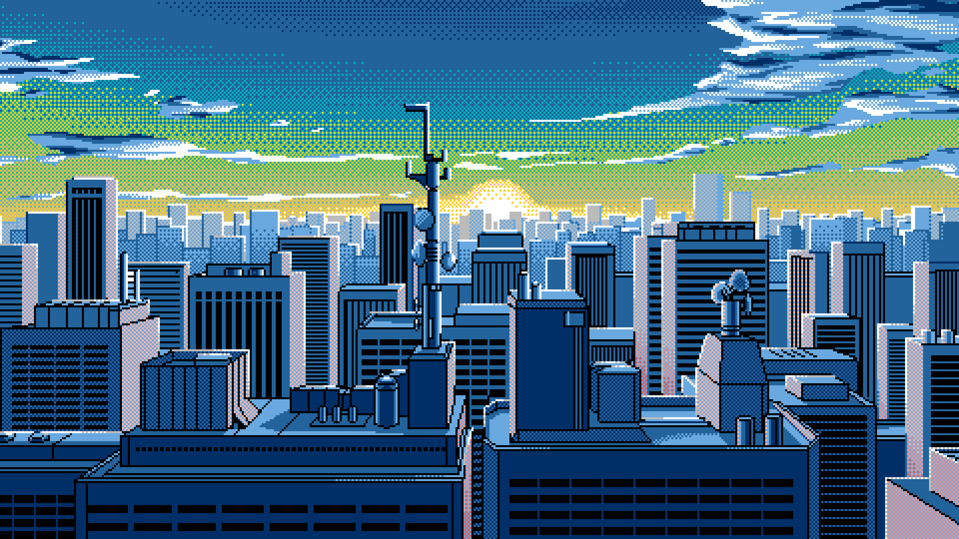 City Buildings Lights 8 Bit Wallpapers