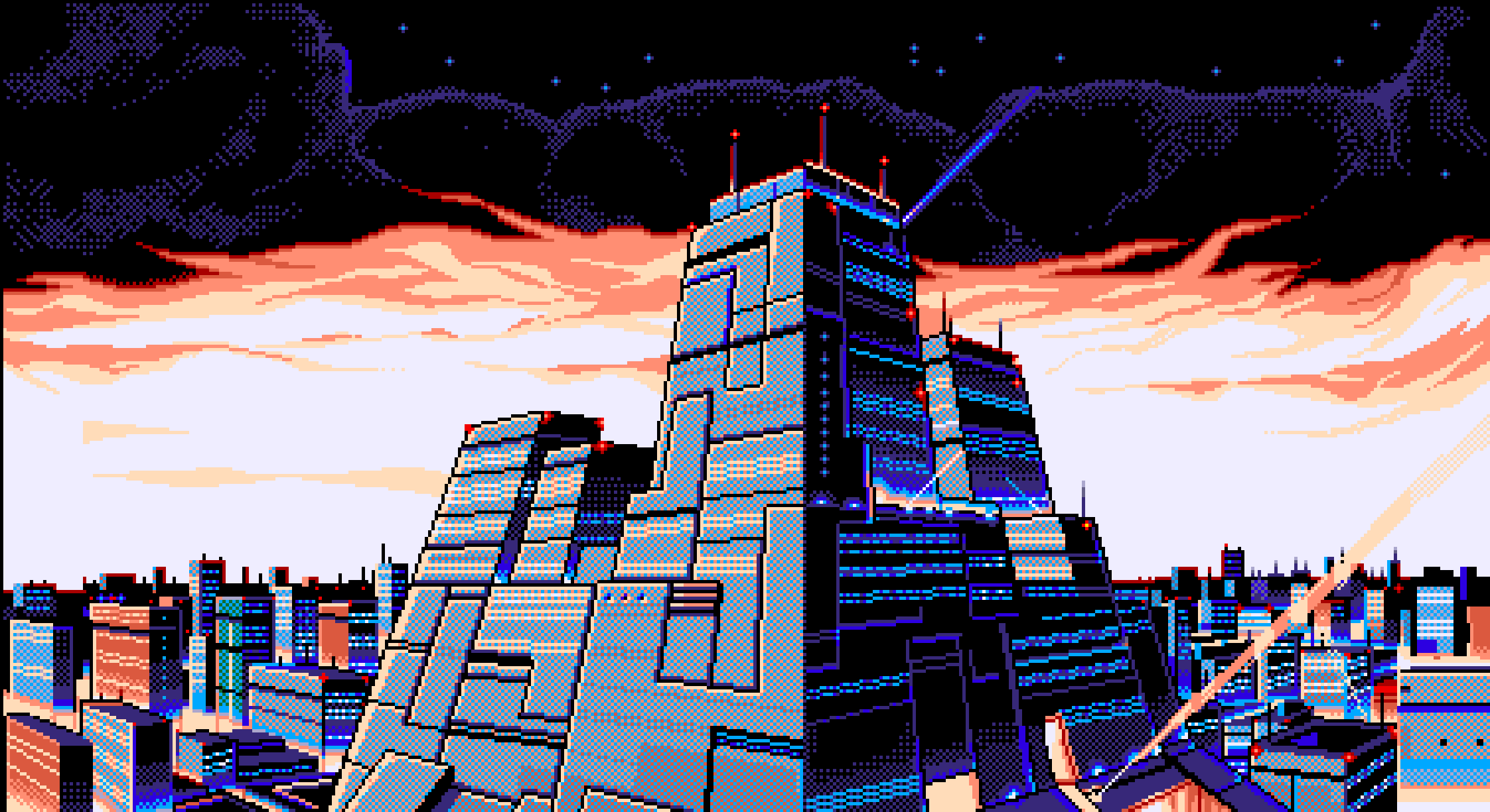 City Buildings Lights 8 Bit Wallpapers