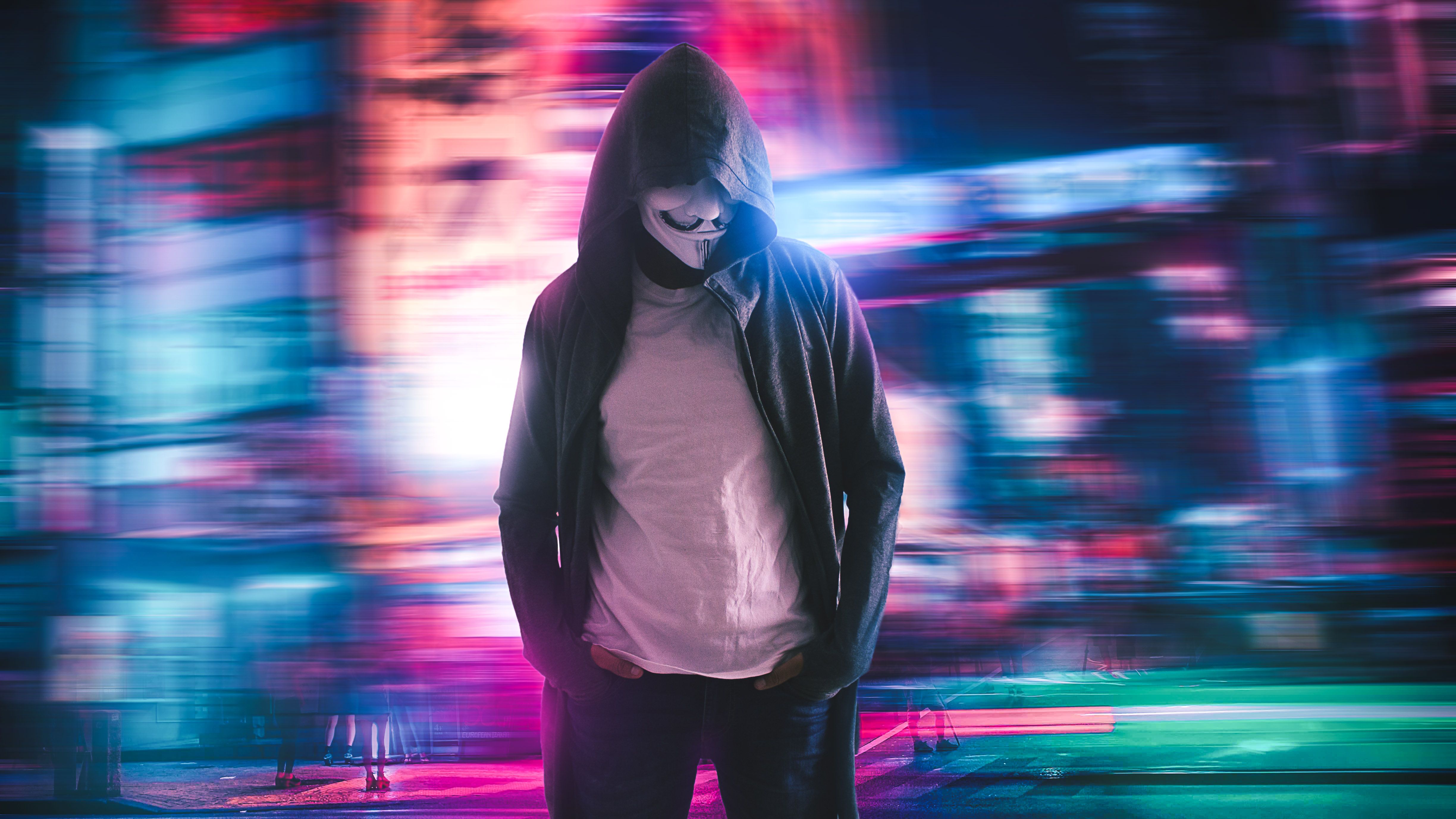 Cool Anonymous Neon Boy Wallpapers