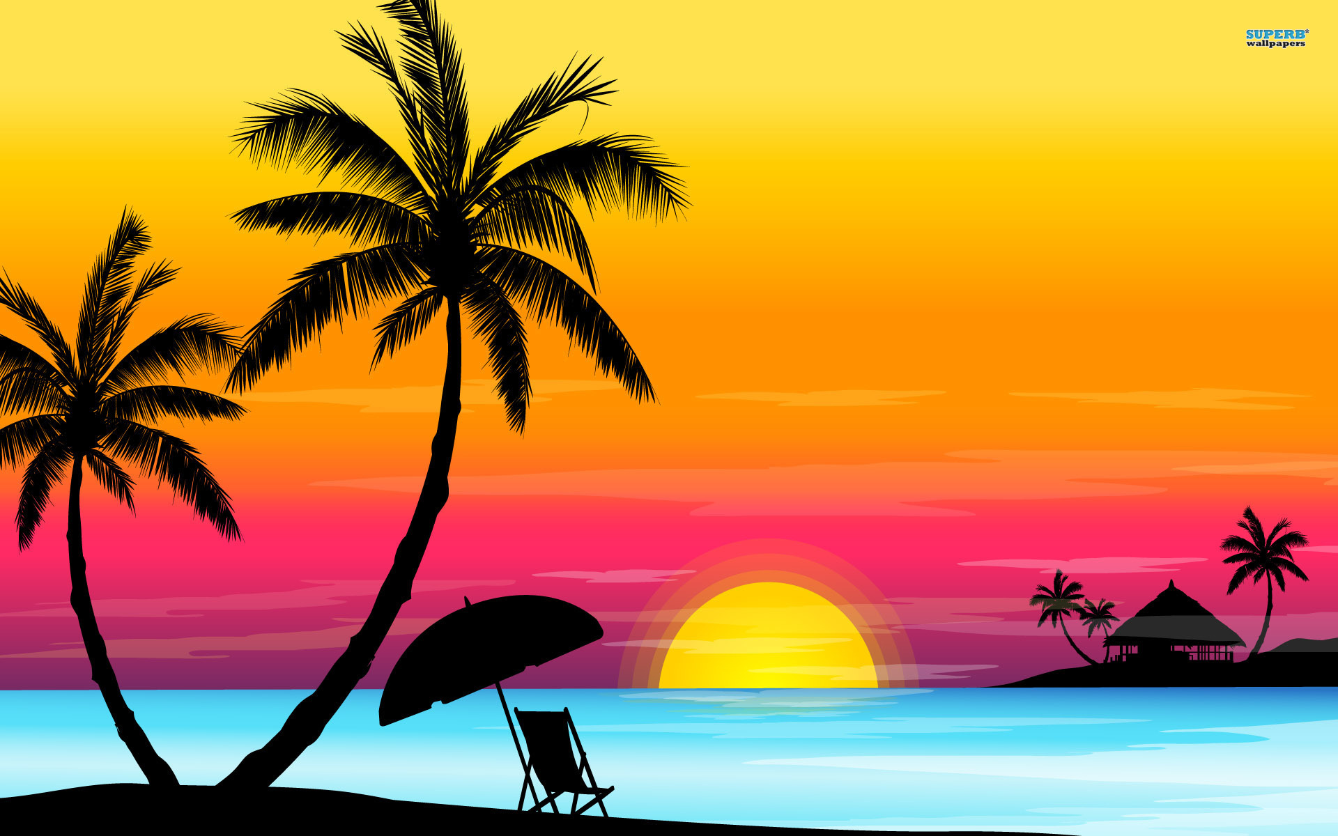 Couple At Sunset Illustration Wallpapers