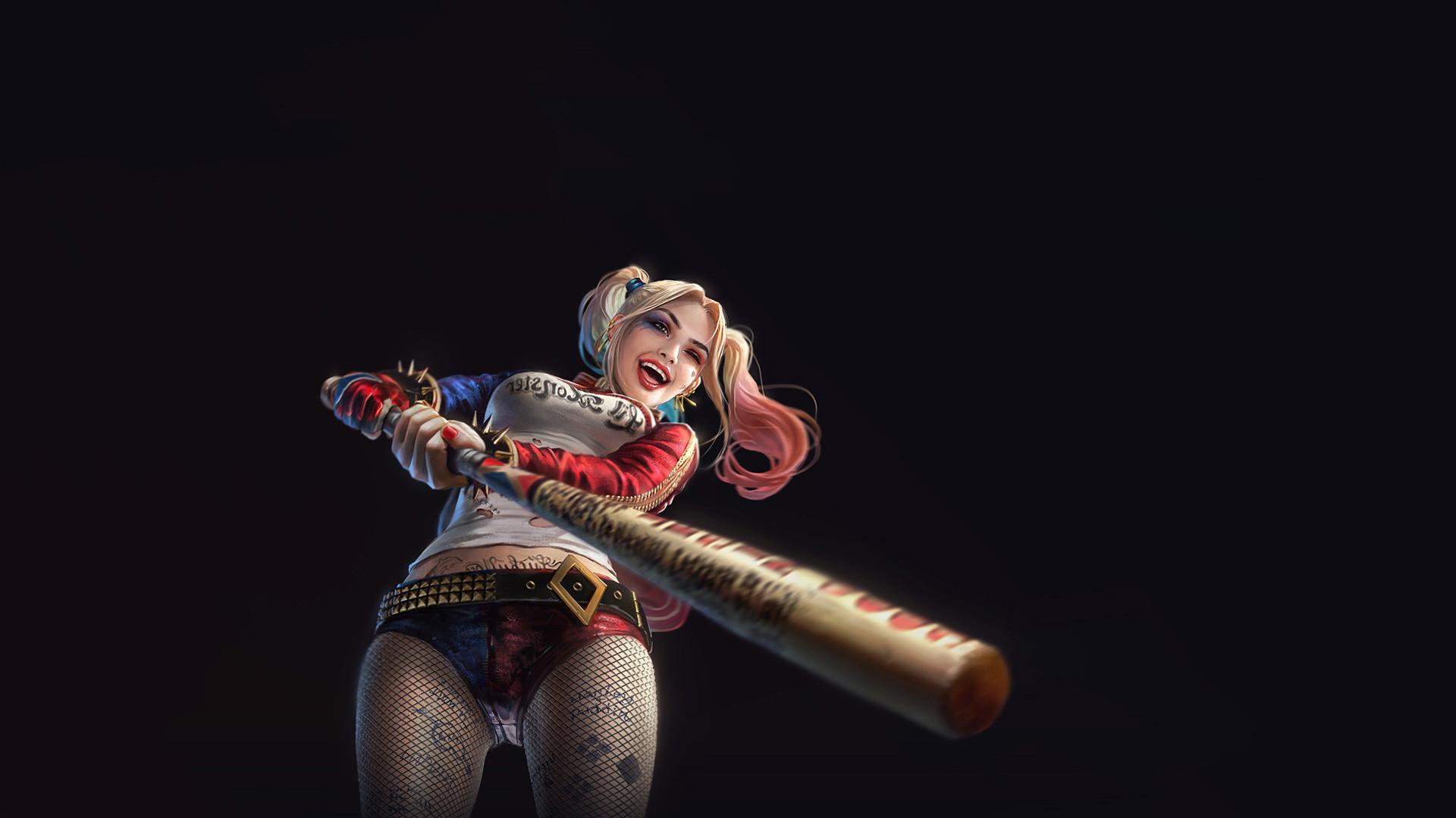 Cute Harley Quinn With Baseball Bat Wallpapers